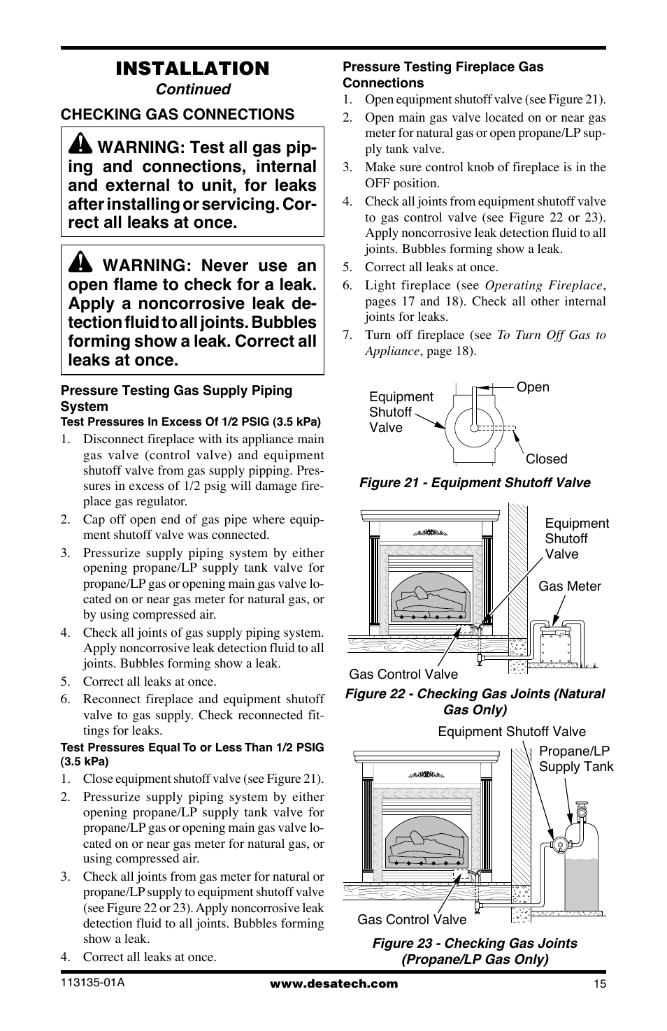 Installation, Continued | Desa VSGF28NTE User Manual | Page 15 / 32