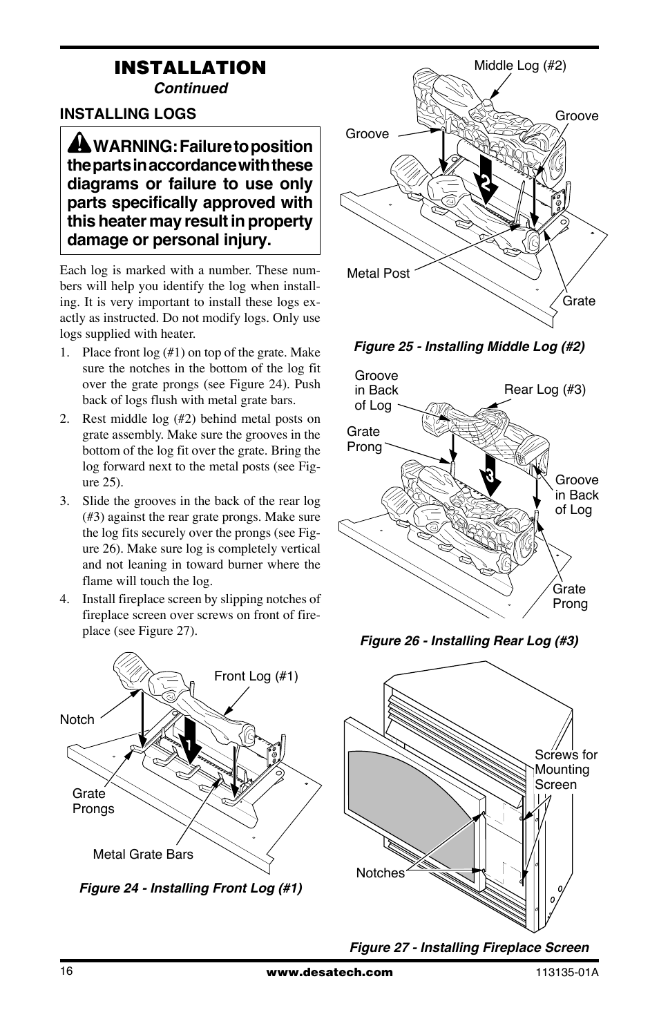 Installation | Desa VSGF28NTE User Manual | Page 16 / 32