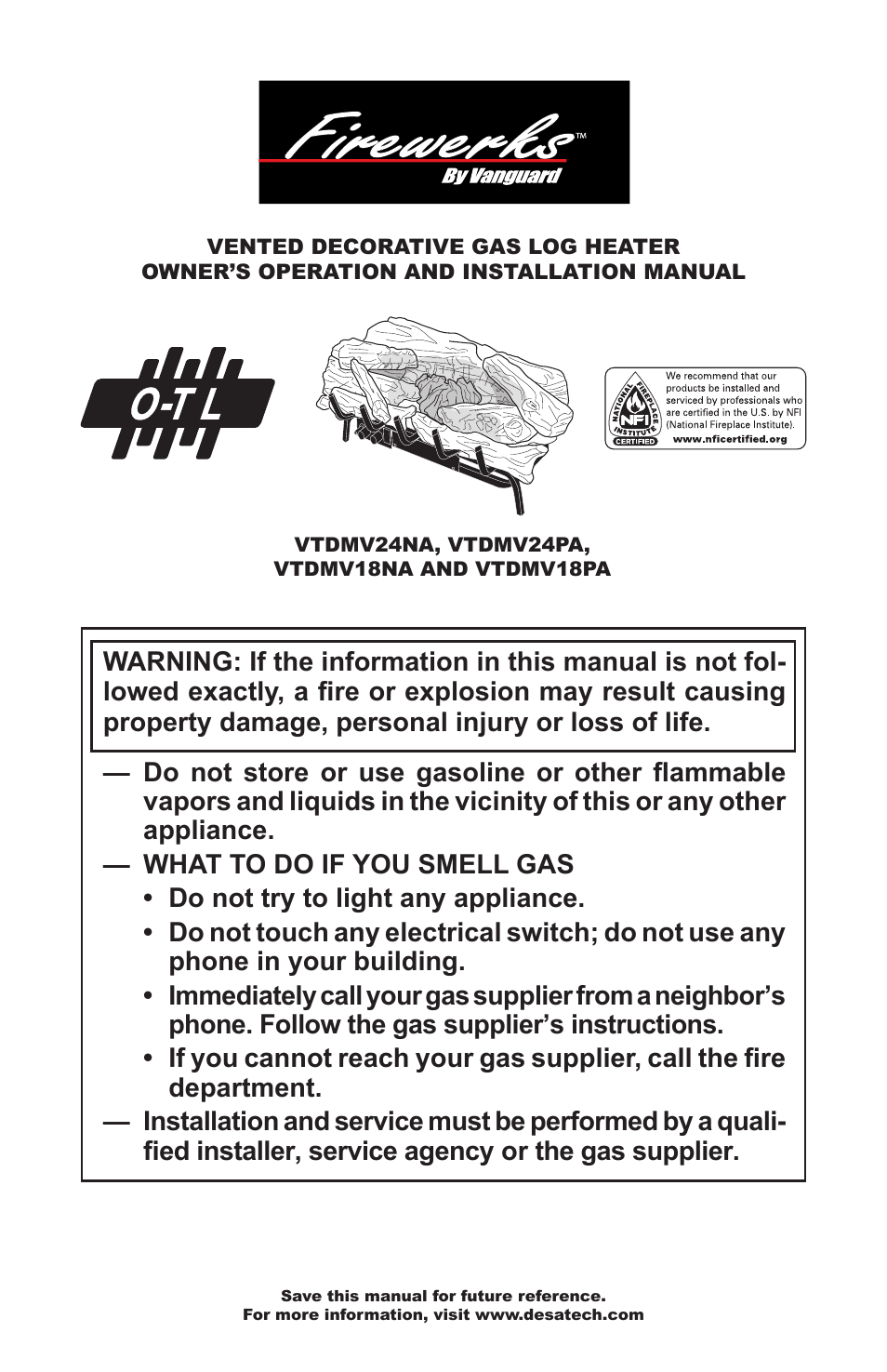 Desa VTDMV24PA User Manual | 20 pages