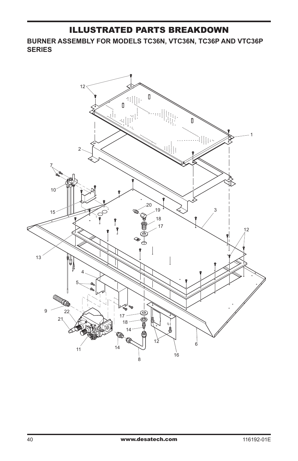 Illustrated parts breakdown | Desa TC36N User Manual | Page 40 / 44