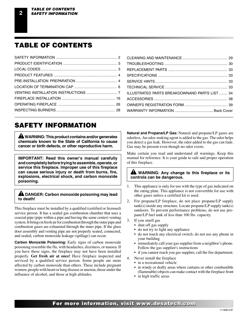 Desa CHDV42NR-B User Manual | Page 2 / 42