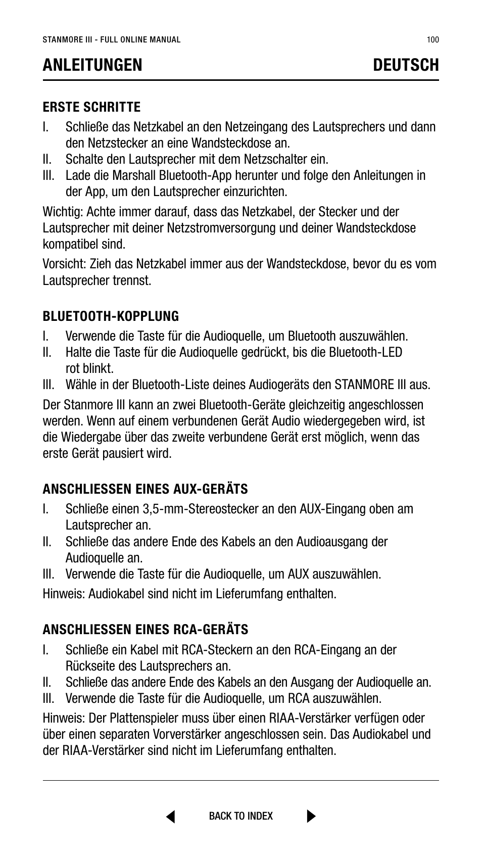 Anleitungen deutsch | Marshall Stanmore III Bluetooth Speaker System (Black) User Manual | Page 100 / 307