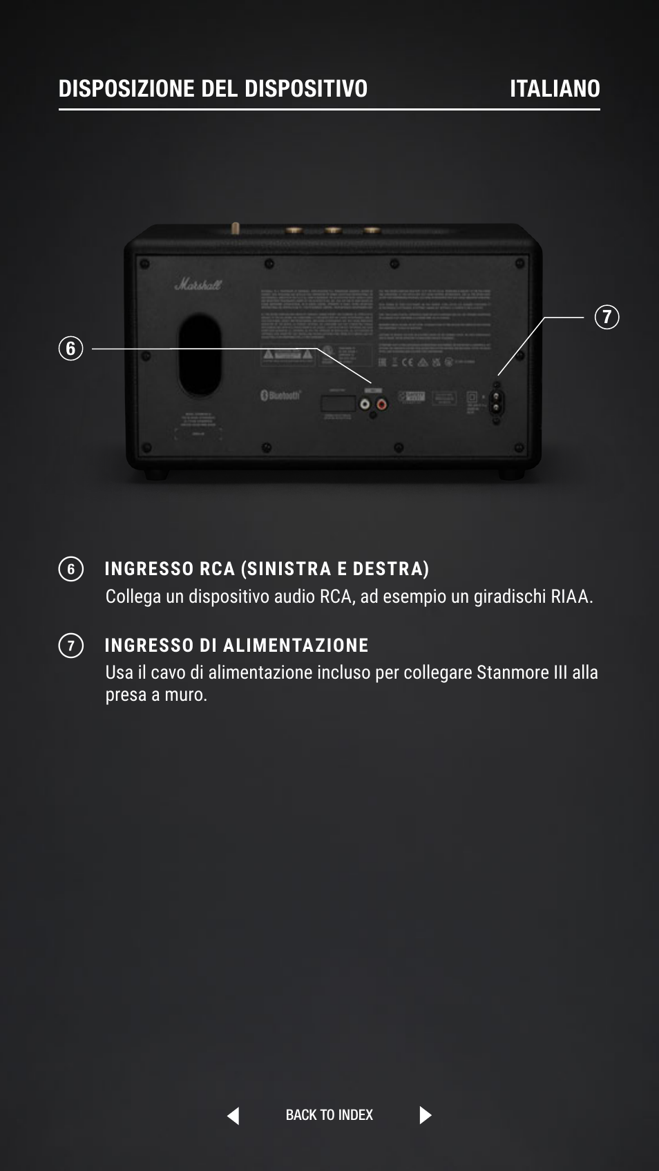 Disposizione del dispositivo italiano | Marshall Stanmore III Bluetooth Speaker System (Black) User Manual | Page 142 / 307