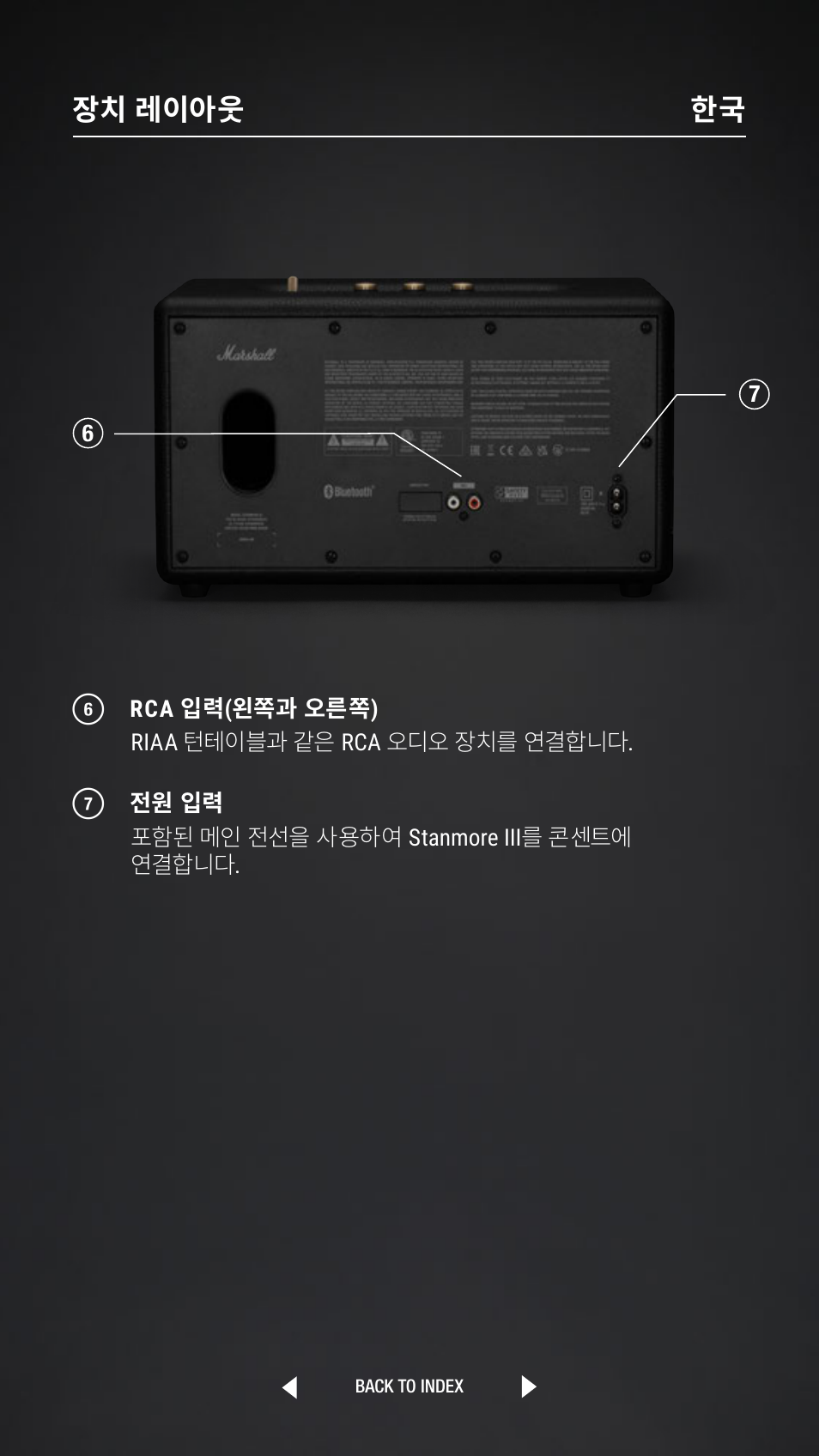 장치 레이아웃 한국 | Marshall Stanmore III Bluetooth Speaker System (Black) User Manual | Page 160 / 307