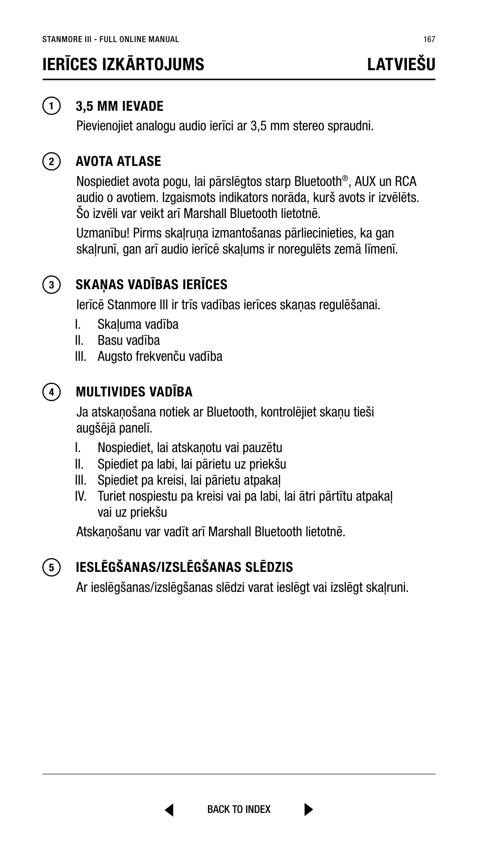 Ierīces izkārtojums latviešu | Marshall Stanmore III Bluetooth Speaker System (Black) User Manual | Page 167 / 307