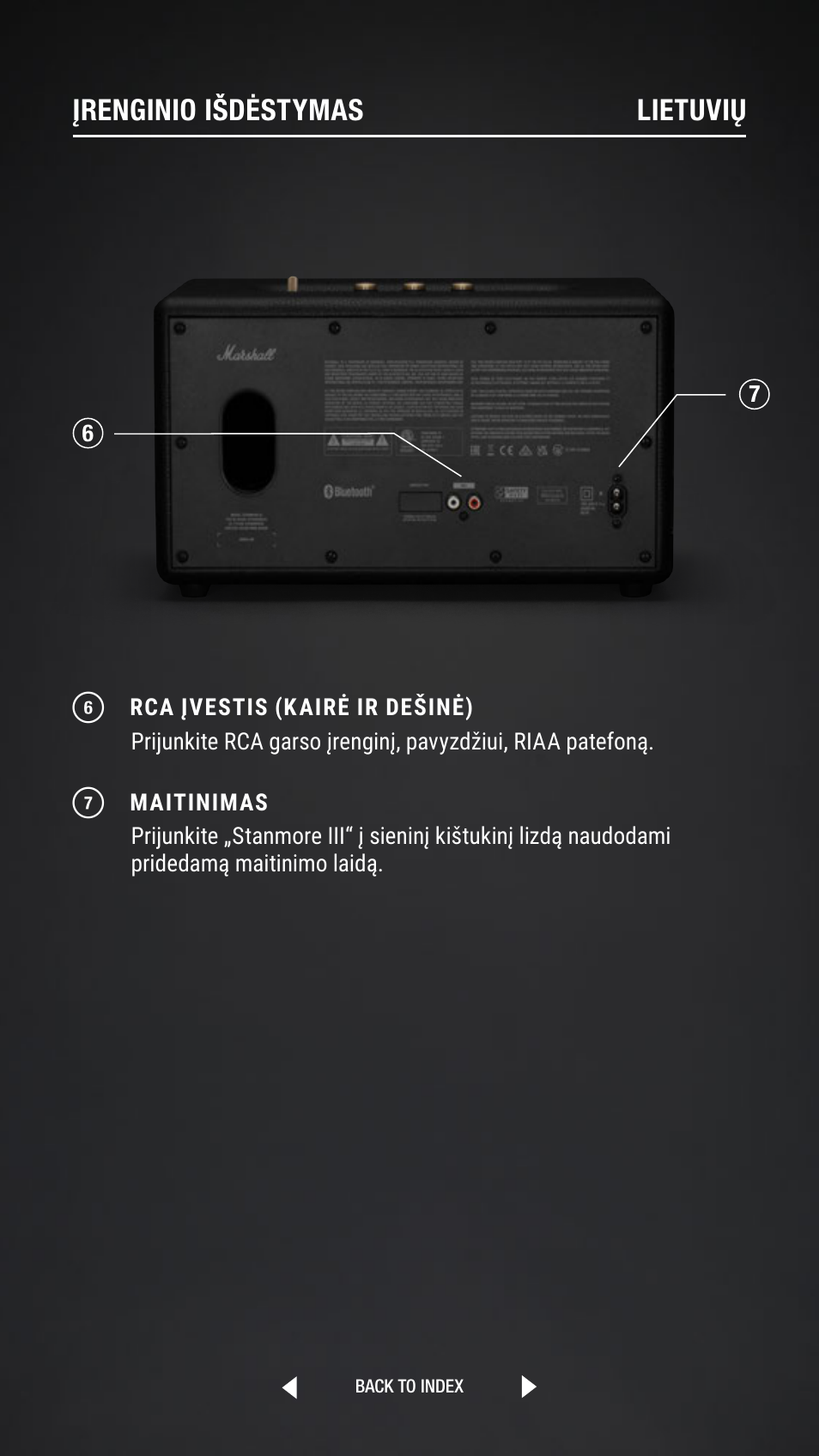 Įrenginio išdėstymas lietuvių | Marshall Stanmore III Bluetooth Speaker System (Black) User Manual | Page 177 / 307