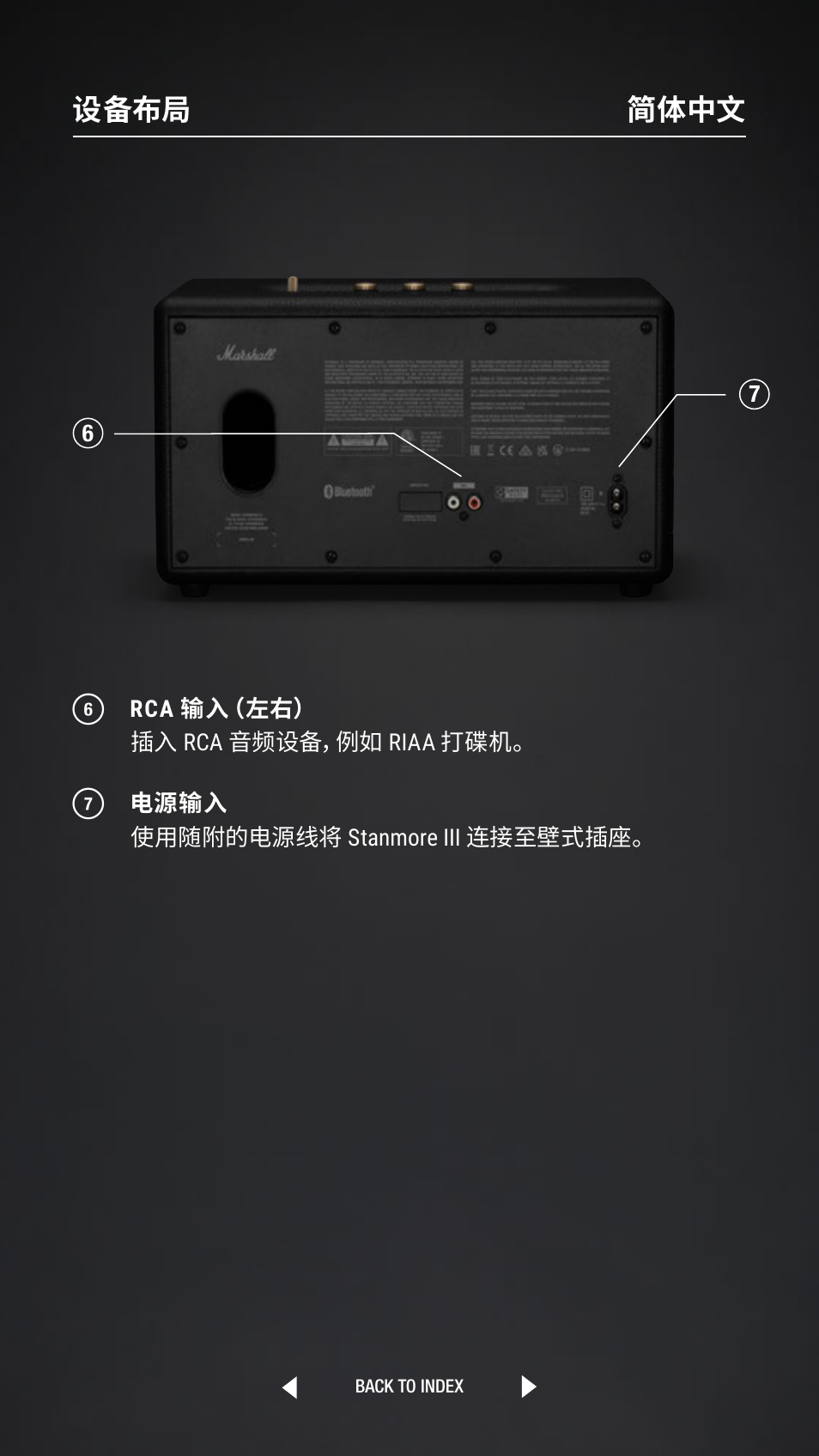 设备布局 简体中文 | Marshall Stanmore III Bluetooth Speaker System (Black) User Manual | Page 227 / 307