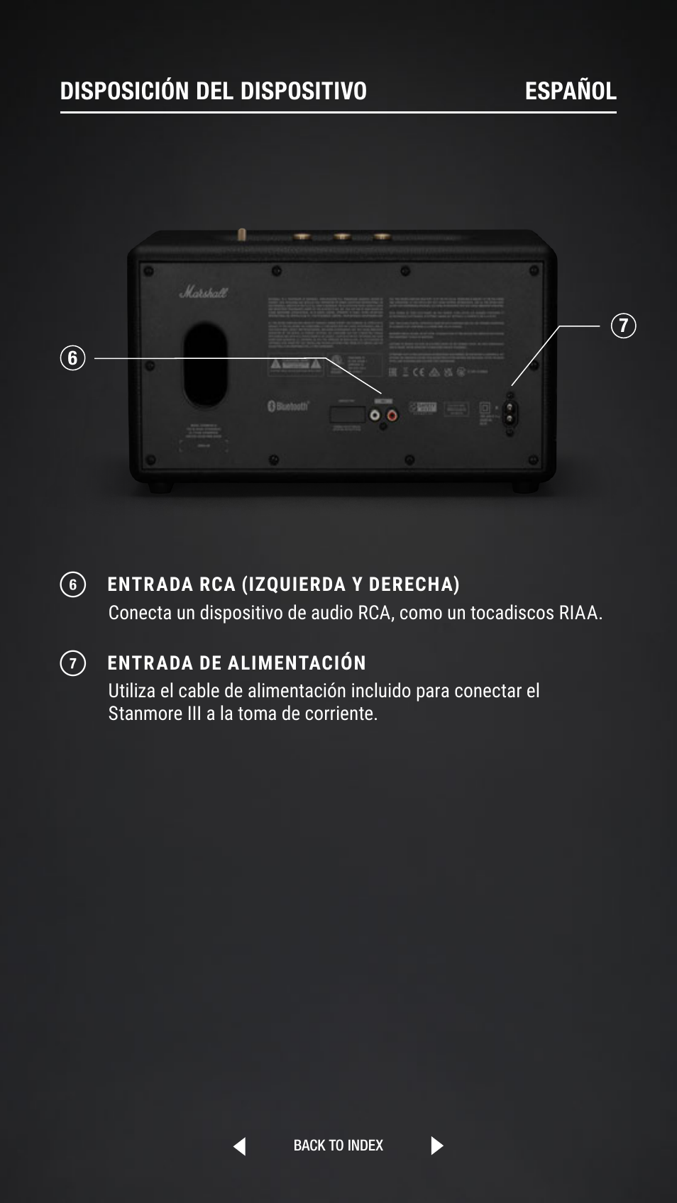 Disposición del dispositivo español | Marshall Stanmore III Bluetooth Speaker System (Black) User Manual | Page 251 / 307