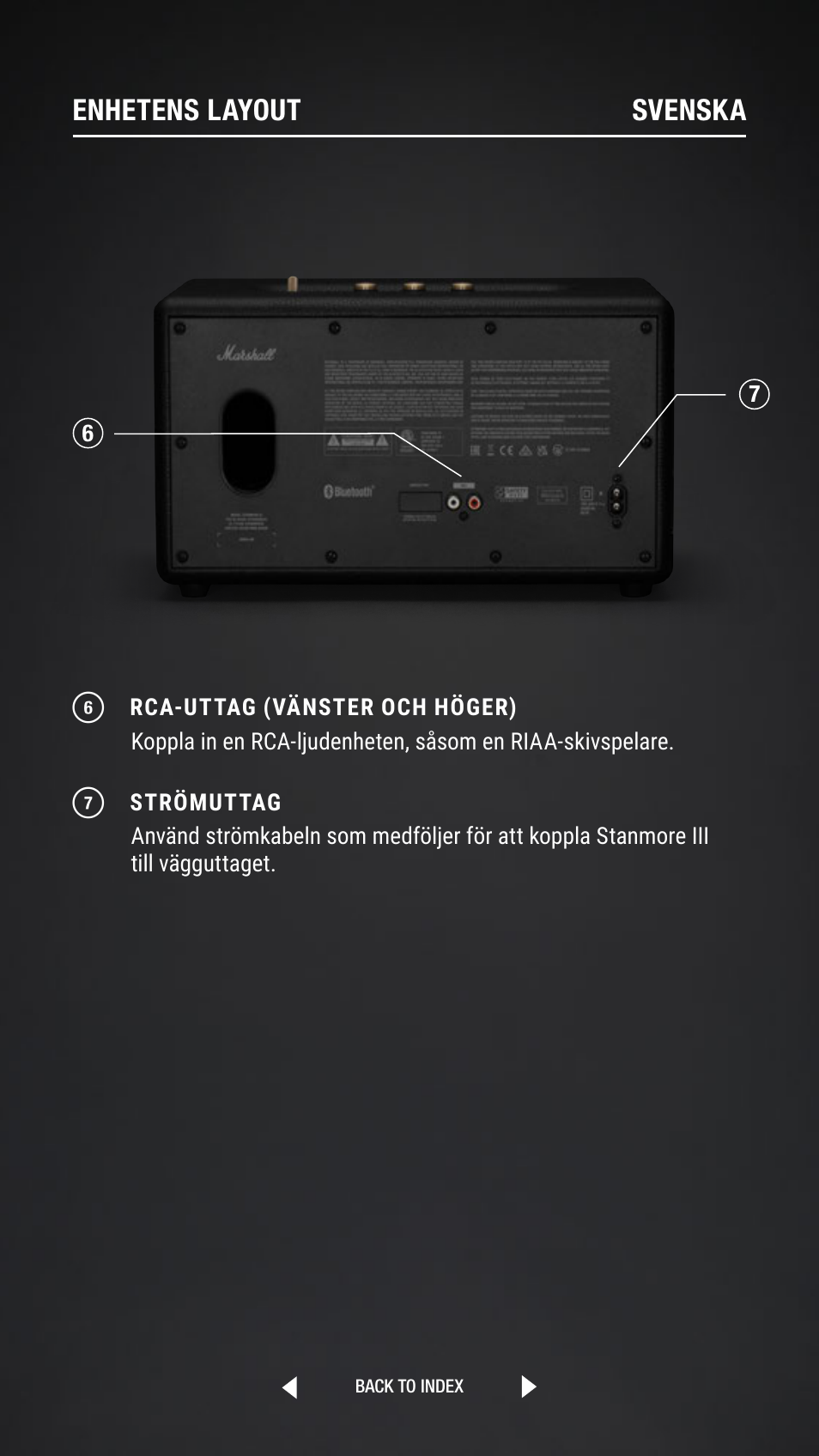 Enhetens layout svenska | Marshall Stanmore III Bluetooth Speaker System (Black) User Manual | Page 260 / 307