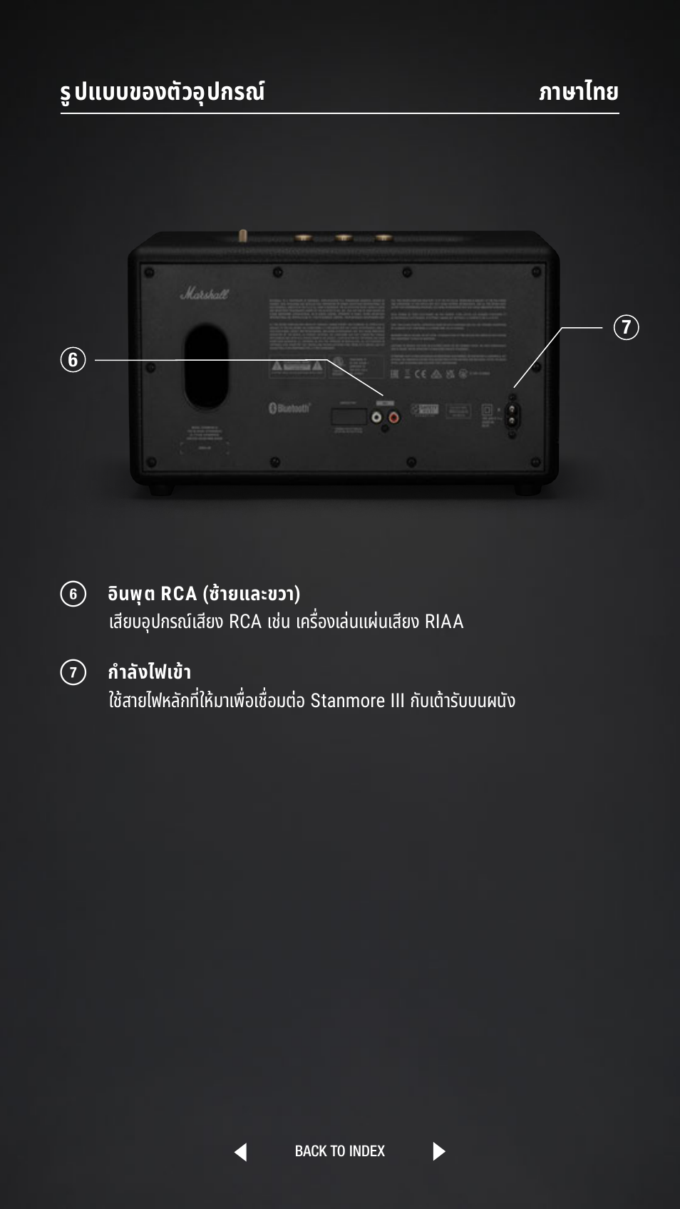 รููปแบบของตััวอุปกรูณ์์ ภาษาไทย | Marshall Stanmore III Bluetooth Speaker System (Black) User Manual | Page 276 / 307