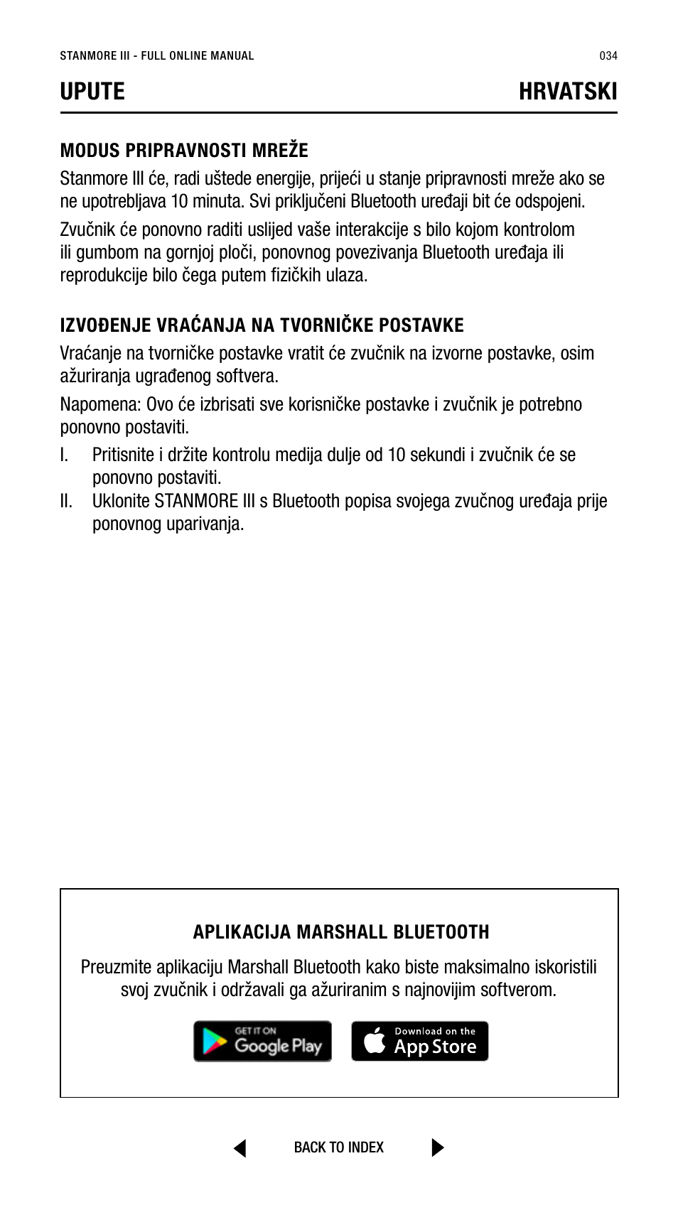 Upute hrvatski | Marshall Stanmore III Bluetooth Speaker System (Black) User Manual | Page 34 / 307