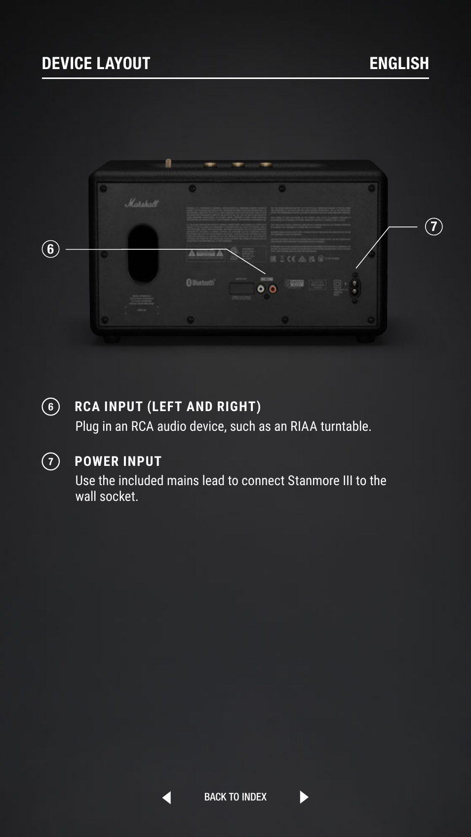 Device layout english | Marshall Stanmore III Bluetooth Speaker System (Black) User Manual | Page 5 / 307