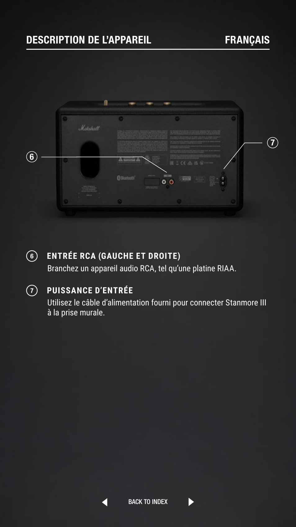 Description de l’appareil français | Marshall Stanmore III Bluetooth Speaker System (Black) User Manual | Page 90 / 307