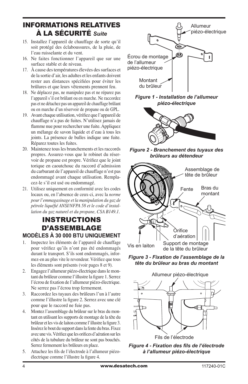 Instructions d’assemblage, Informations relatives à la sécurité | Desa 000 BTu User Manual | Page 24 / 32