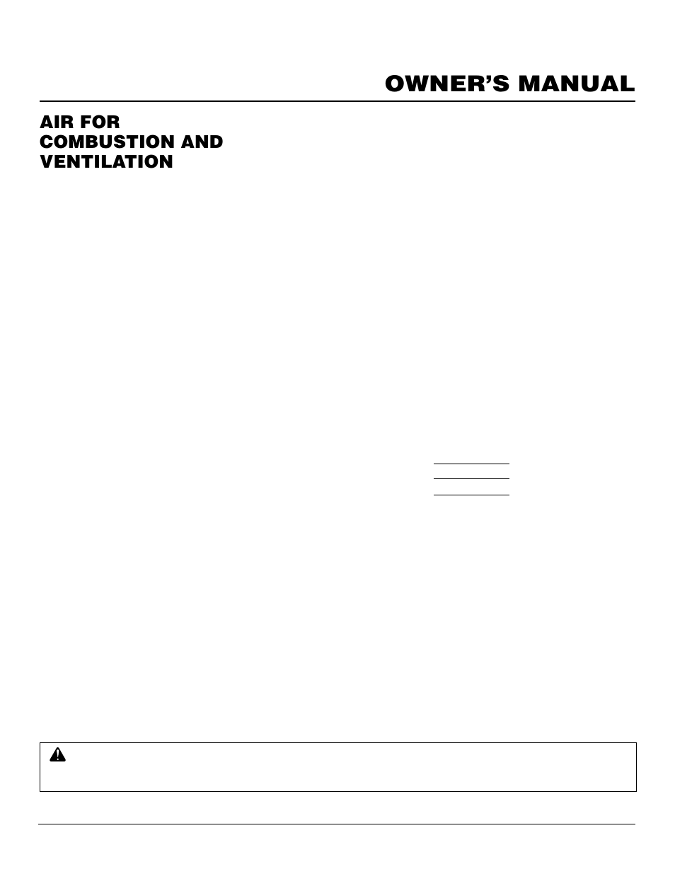 Owner’s manual, Air for combustion and ventilation, Continued | Desa CGFP28NT User Manual | Page 5 / 32