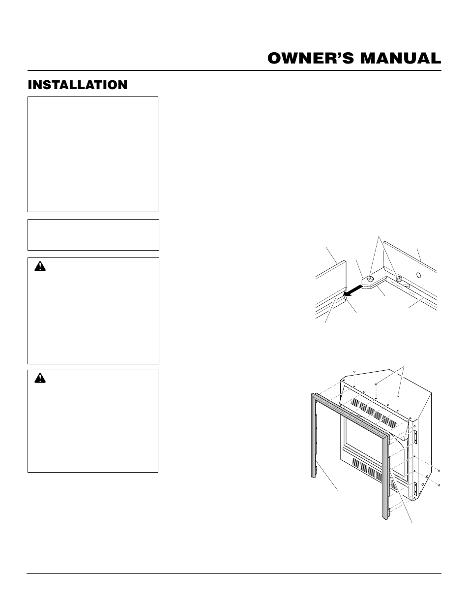 Owner’s manual, Installation | Desa CGFP28NT User Manual | Page 7 / 32