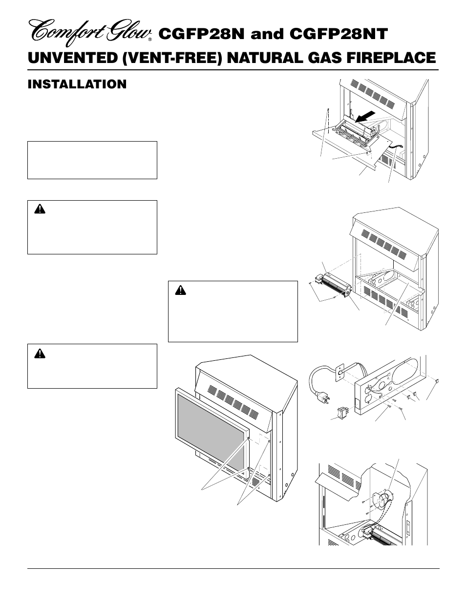 Installation, Continued, Installing ga3650t blower accessory | Desa CGFP28NT User Manual | Page 8 / 32