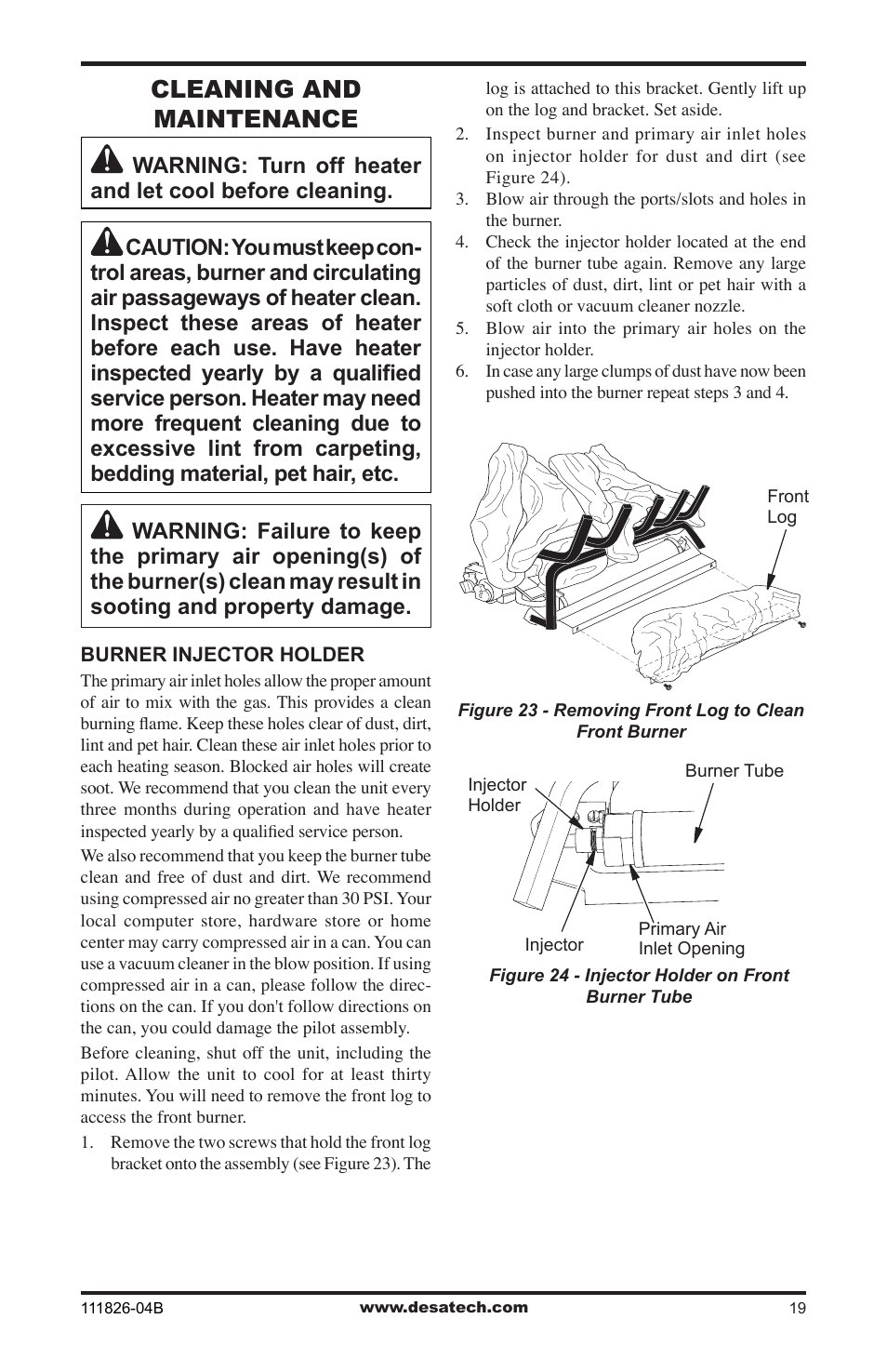 Cleaning and maintenance | Desa VF-24P-PJD  EN User Manual | Page 19 / 32