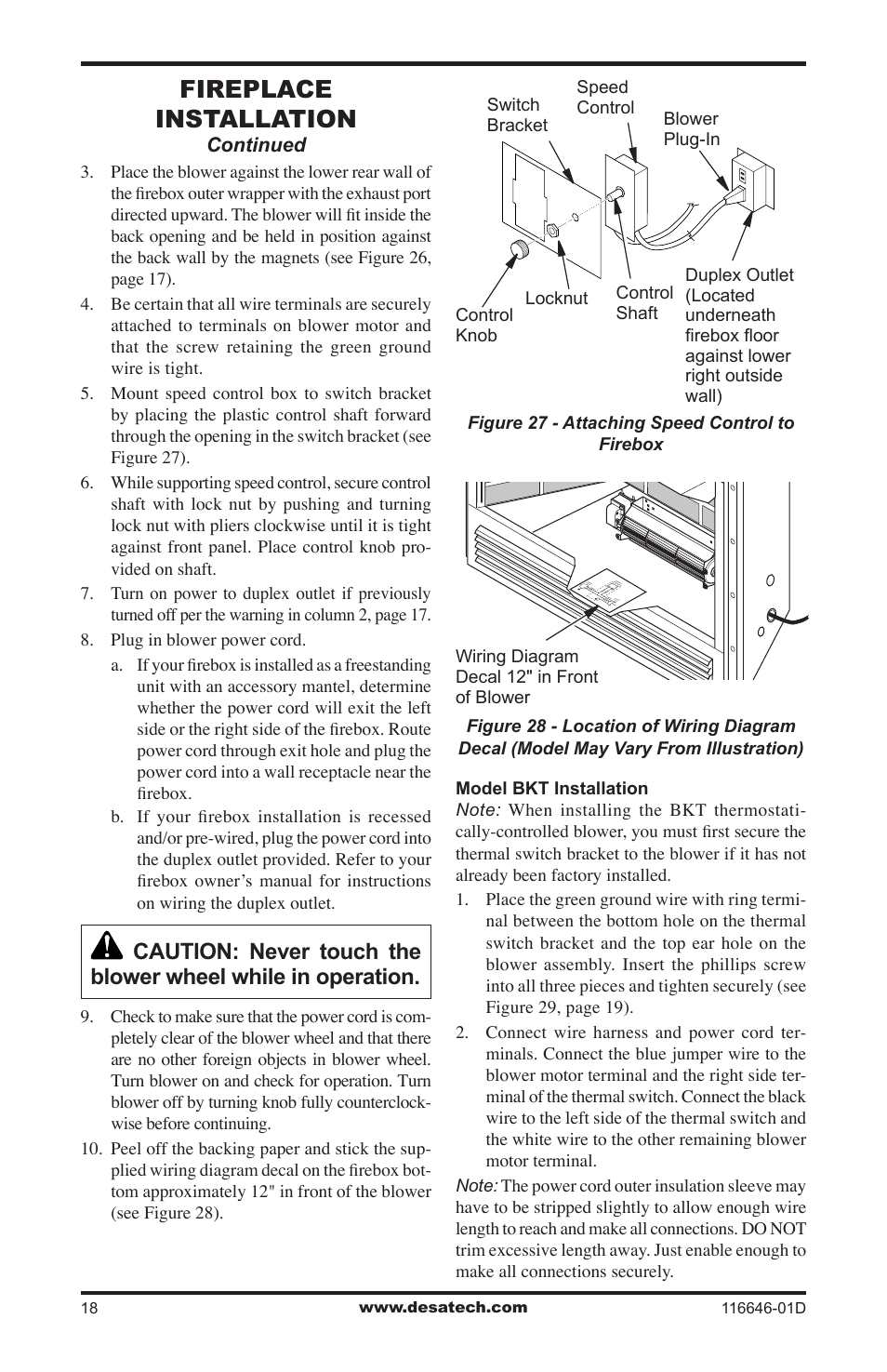 Fireplace installation | Desa T32N-a SERIES User Manual | Page 18 / 44