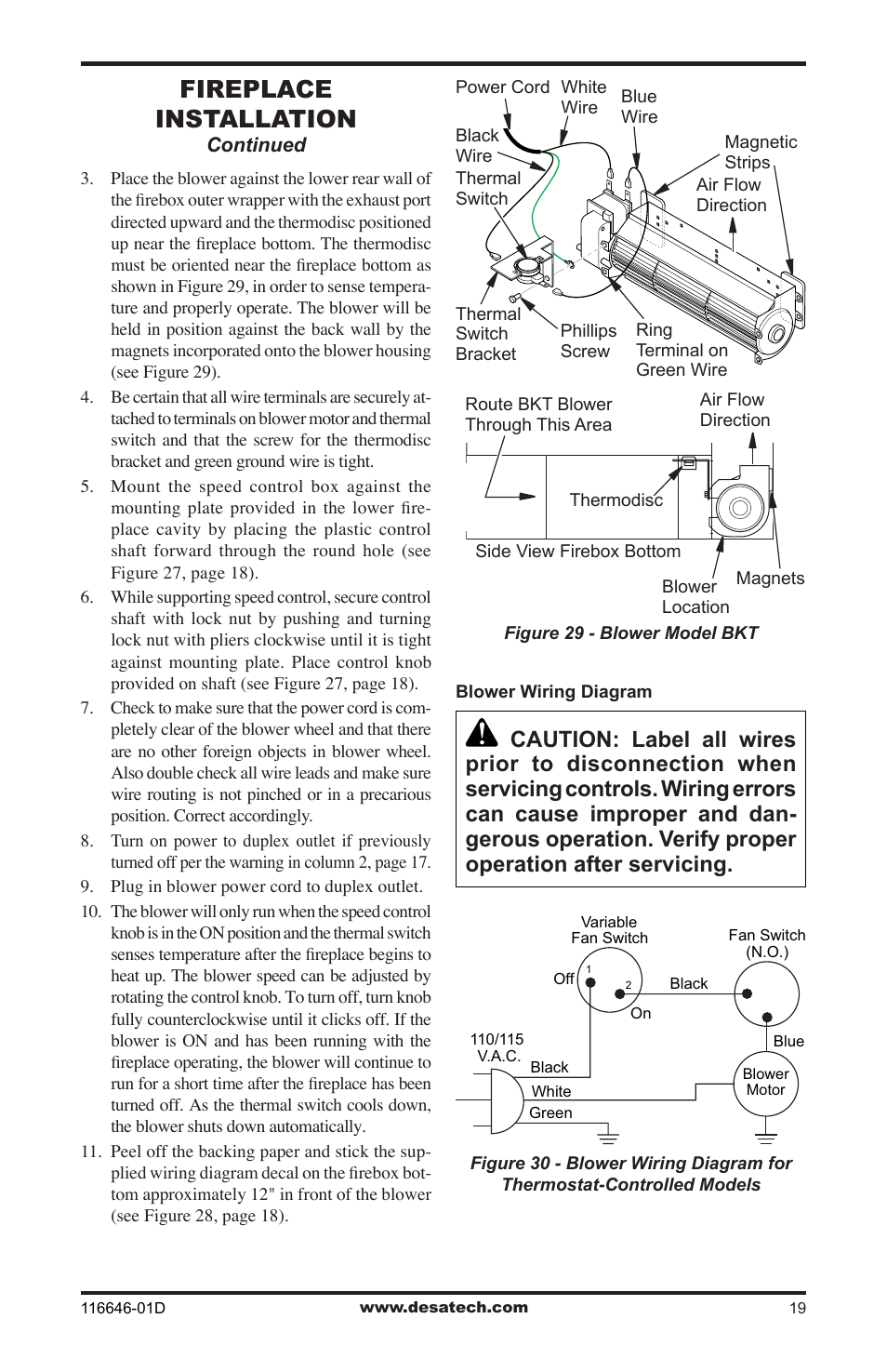 Fireplace installation | Desa T32N-a SERIES User Manual | Page 19 / 44