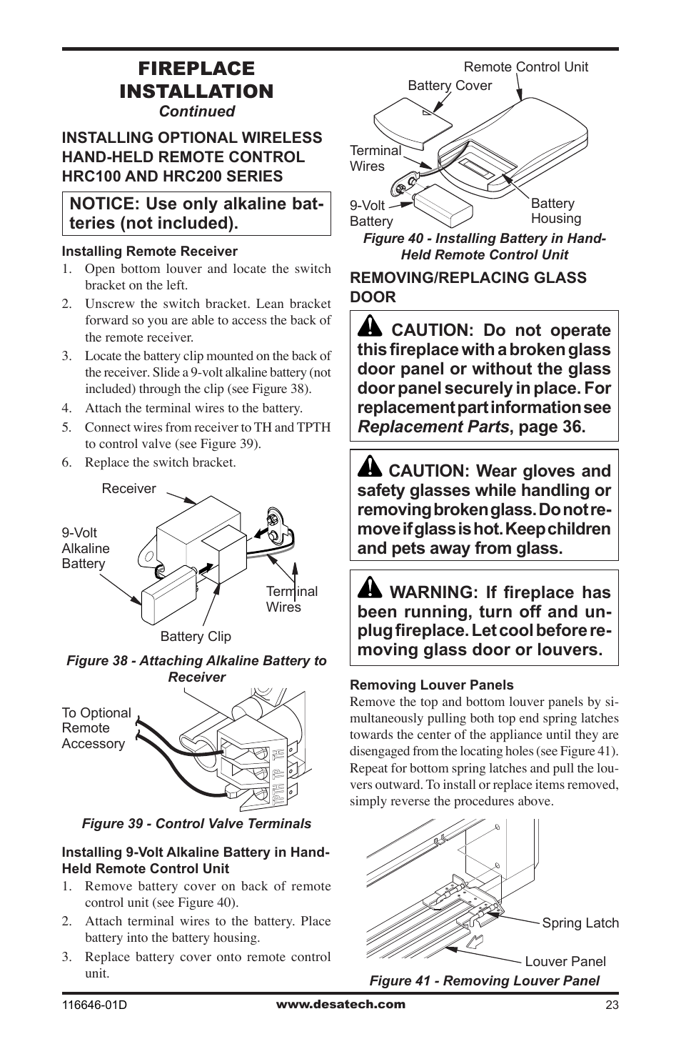 Fireplace installation | Desa T32N-a SERIES User Manual | Page 23 / 44