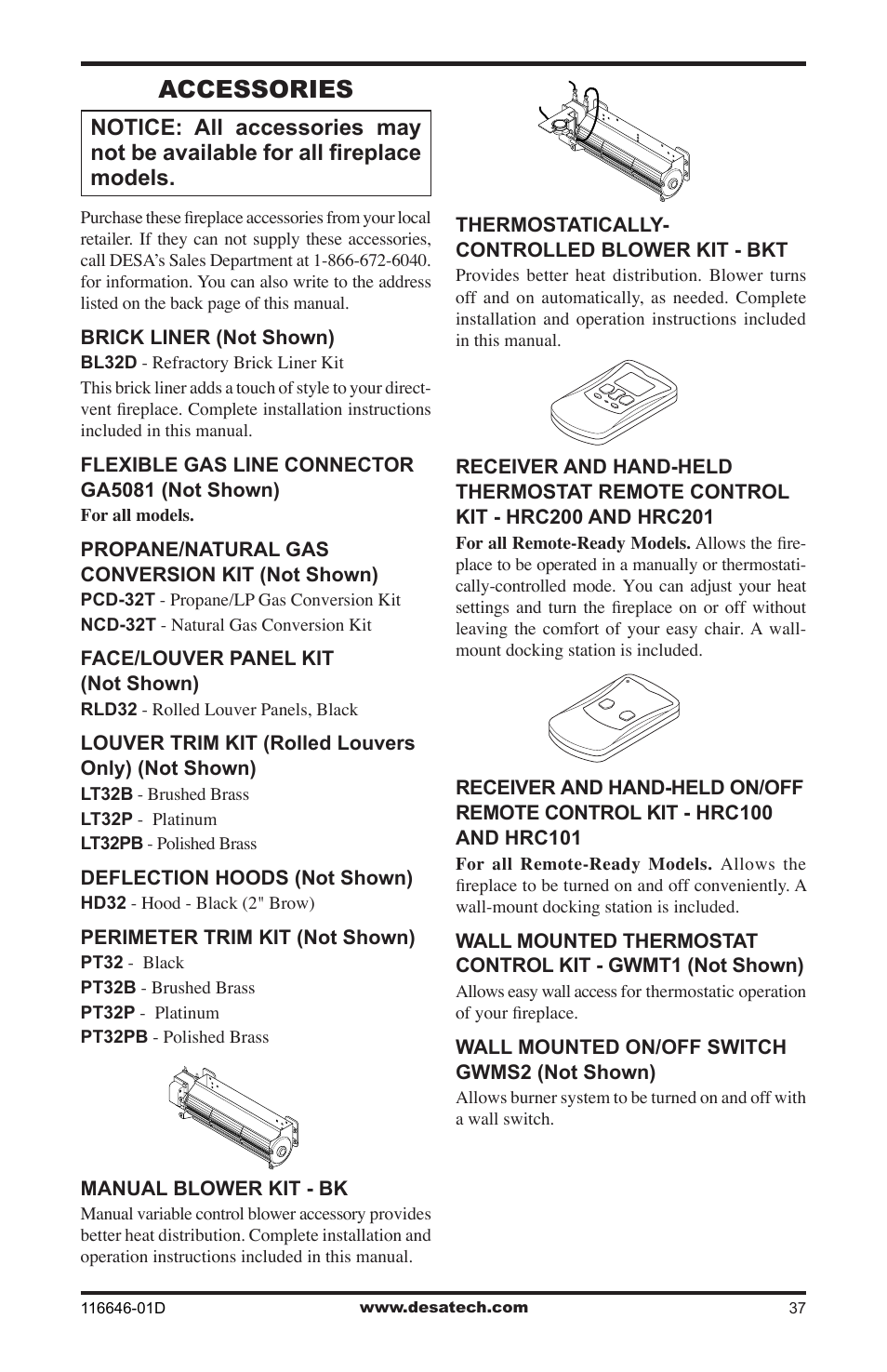 Accessories | Desa T32N-a SERIES User Manual | Page 37 / 44