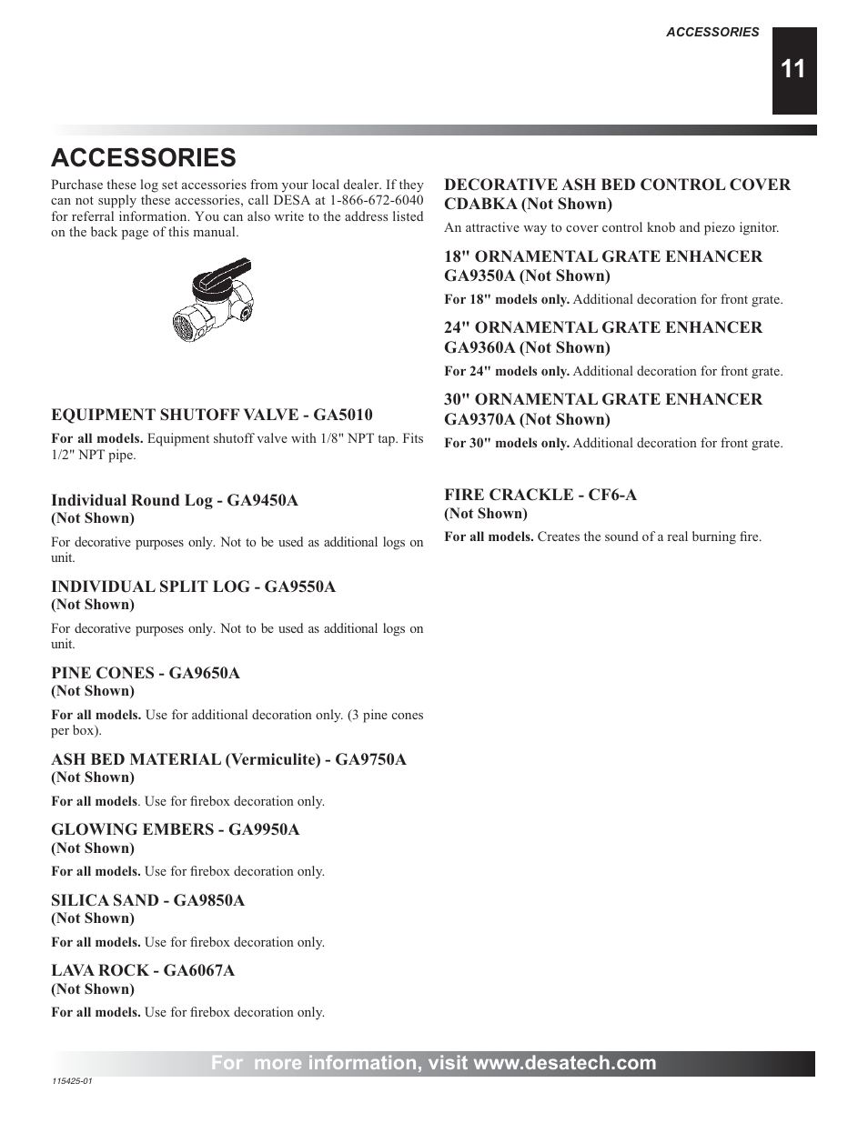 Accessories | Desa BCS18 User Manual | Page 11 / 16