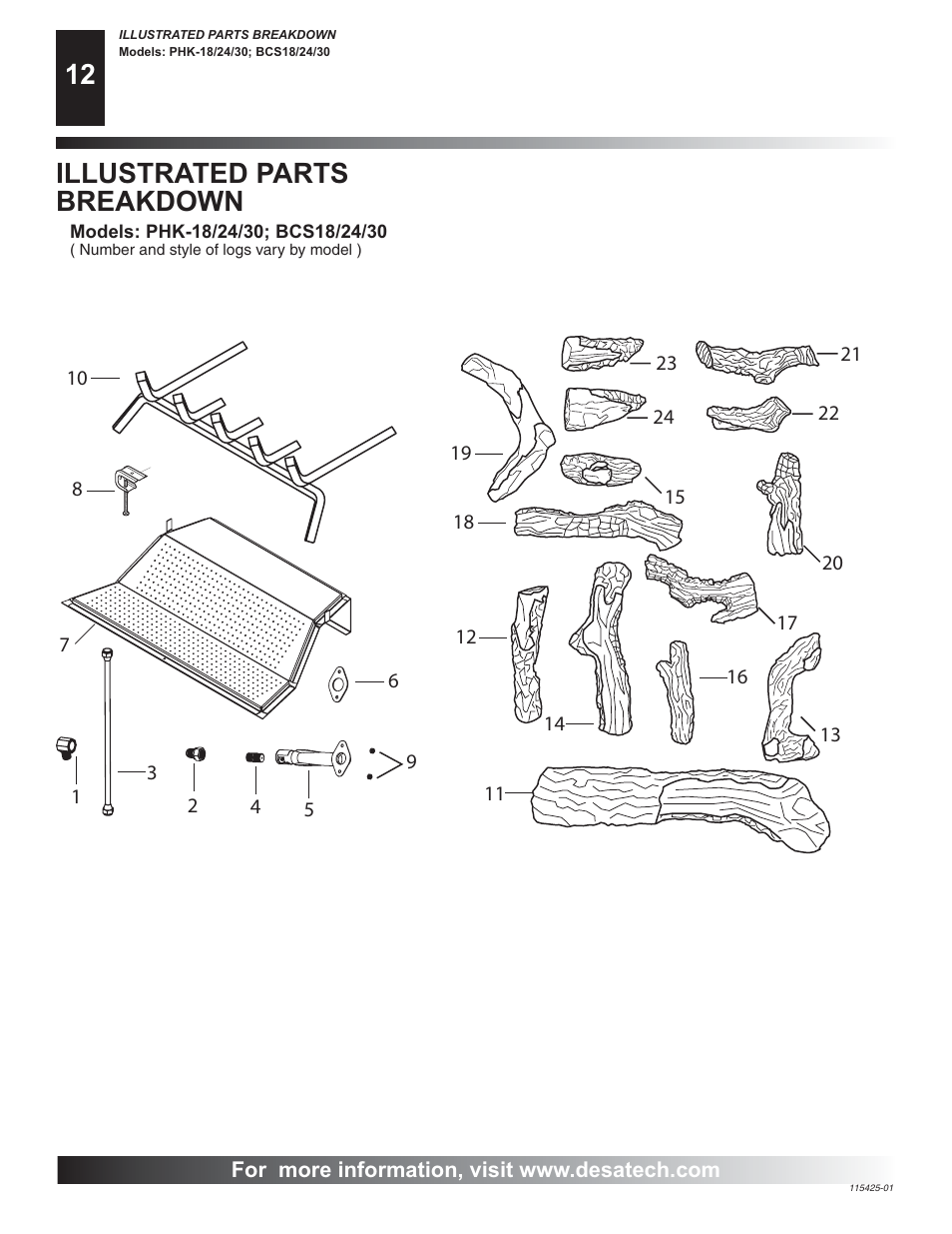 Illustrated parts breakdown | Desa BCS18 User Manual | Page 12 / 16