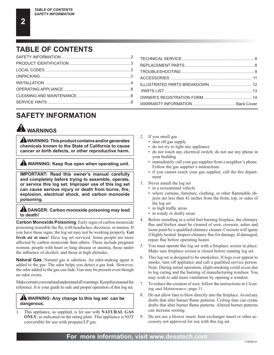 Desa BCS18 User Manual | Page 2 / 16