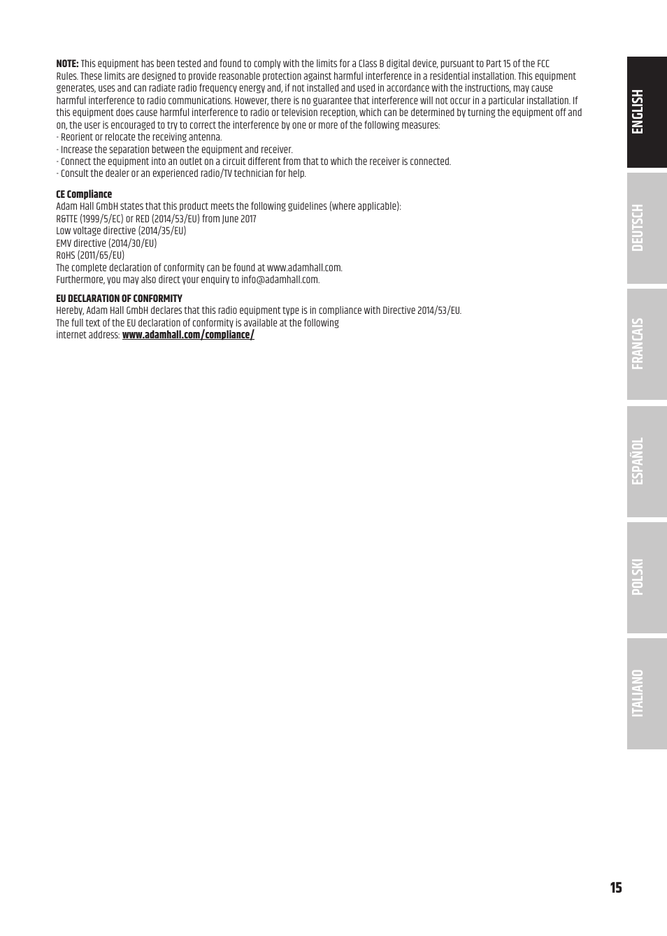 LD Systems U3047 HHD2 Dual Wireless Microphone System with Two Dynamic Handheld Microphone (470 to 490 MHz) User Manual | Page 15 / 84