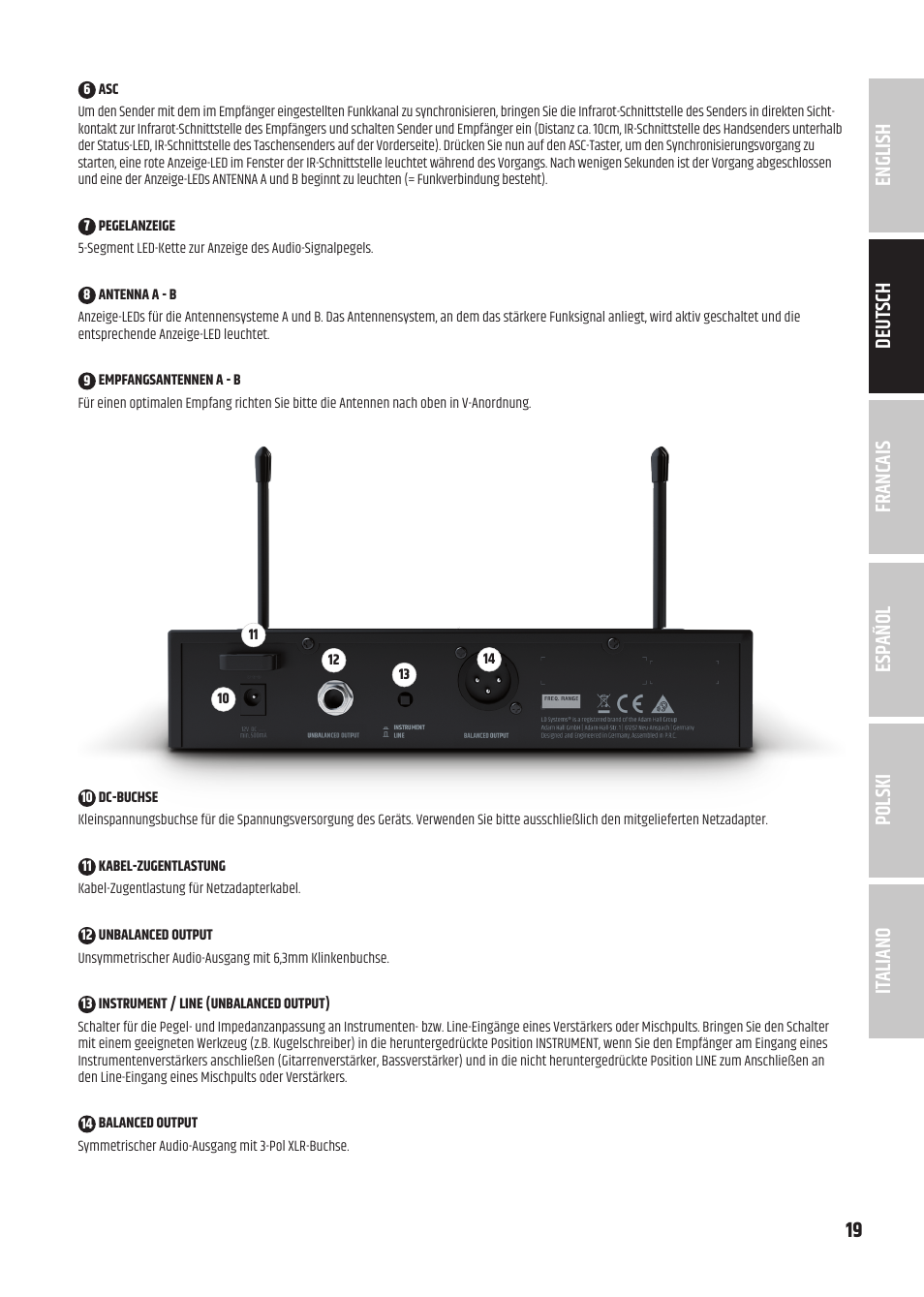 LD Systems U3047 HHD2 Dual Wireless Microphone System with Two Dynamic Handheld Microphone (470 to 490 MHz) User Manual | Page 19 / 84