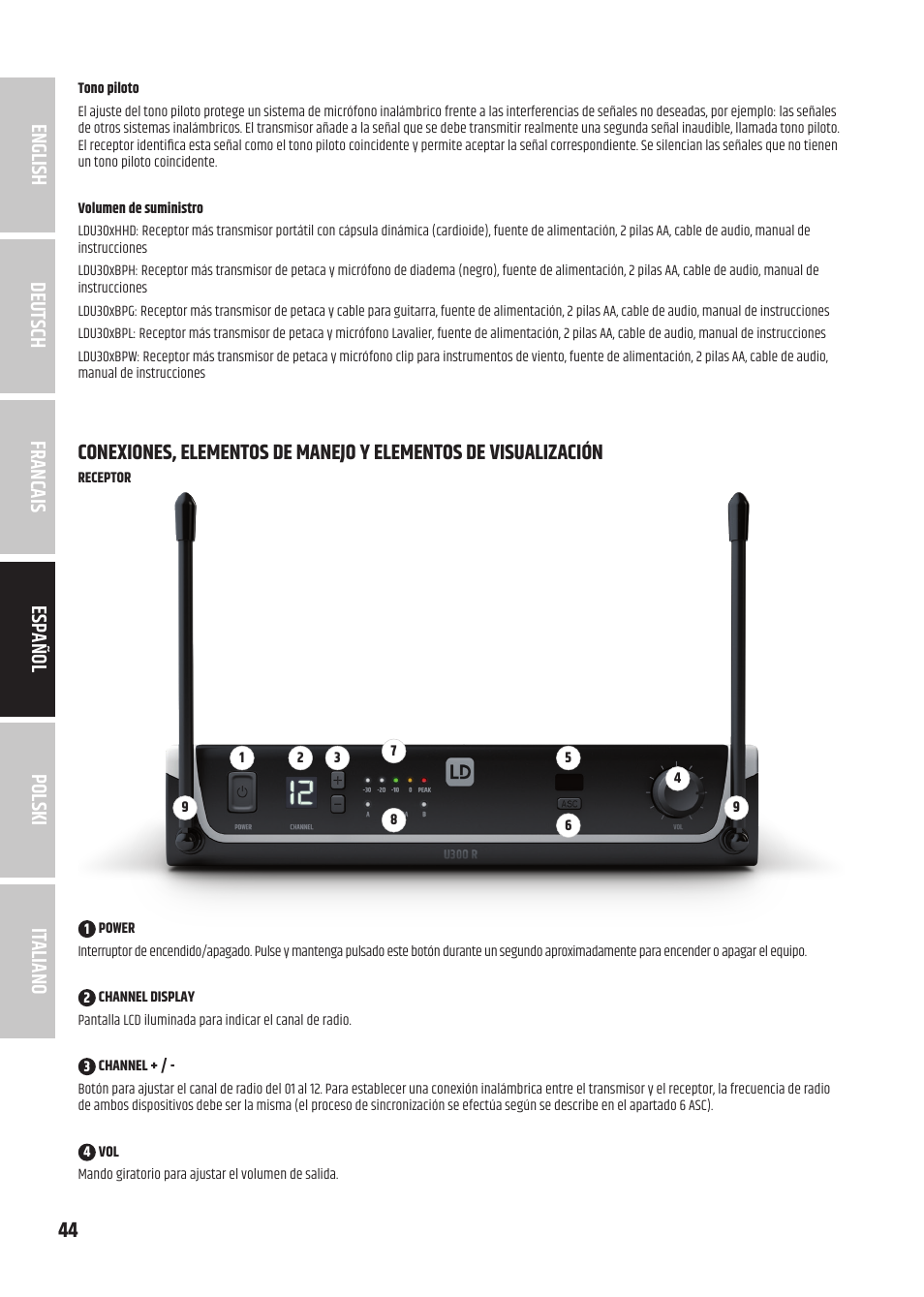 LD Systems U3047 HHD2 Dual Wireless Microphone System with Two Dynamic Handheld Microphone (470 to 490 MHz) User Manual | Page 44 / 84