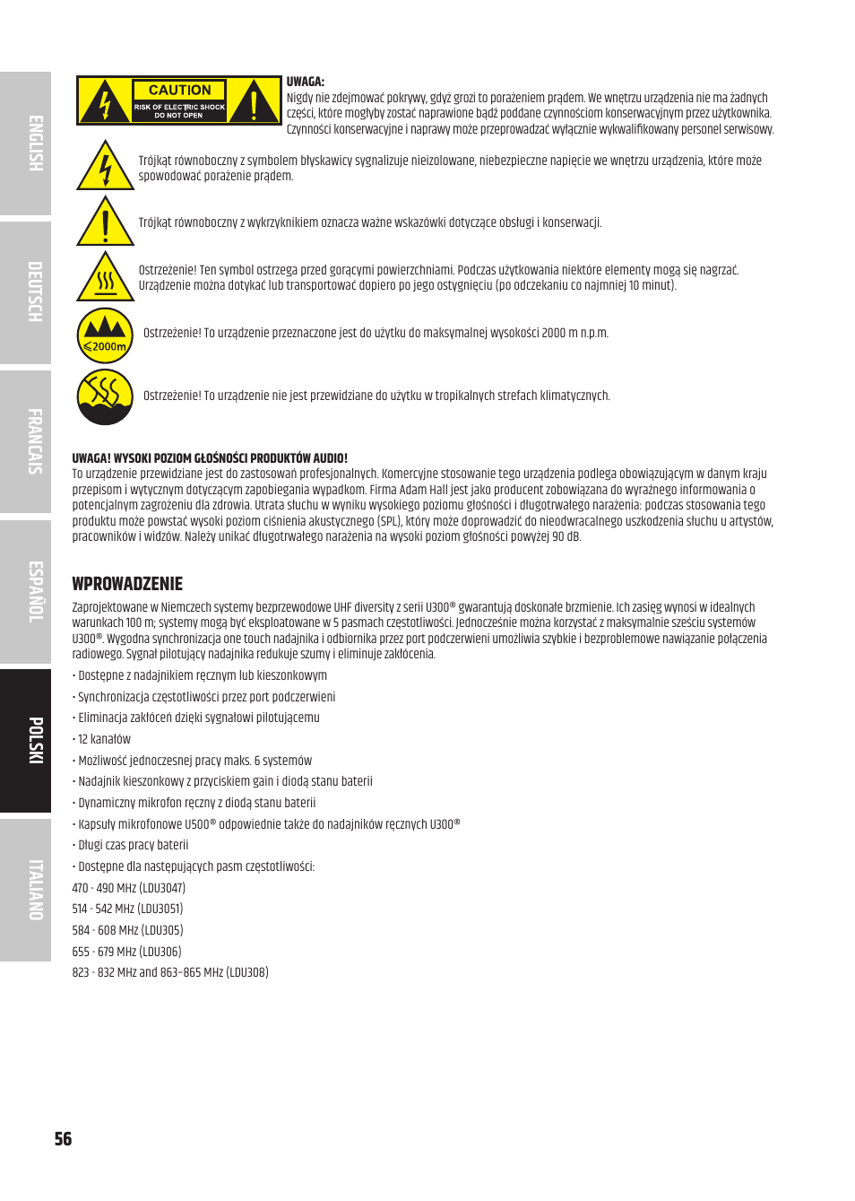 Wprowadzenie | LD Systems U3047 HHD2 Dual Wireless Microphone System with Two Dynamic Handheld Microphone (470 to 490 MHz) User Manual | Page 56 / 84