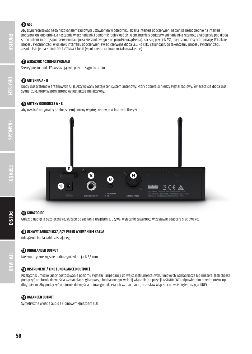 LD Systems U3047 HHD2 Dual Wireless Microphone System with Two Dynamic Handheld Microphone (470 to 490 MHz) User Manual | Page 58 / 84