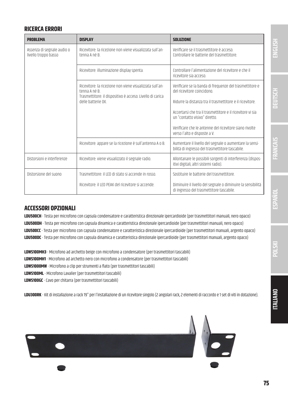 Accessori opzionali | LD Systems U3047 HHD2 Dual Wireless Microphone System with Two Dynamic Handheld Microphone (470 to 490 MHz) User Manual | Page 75 / 84