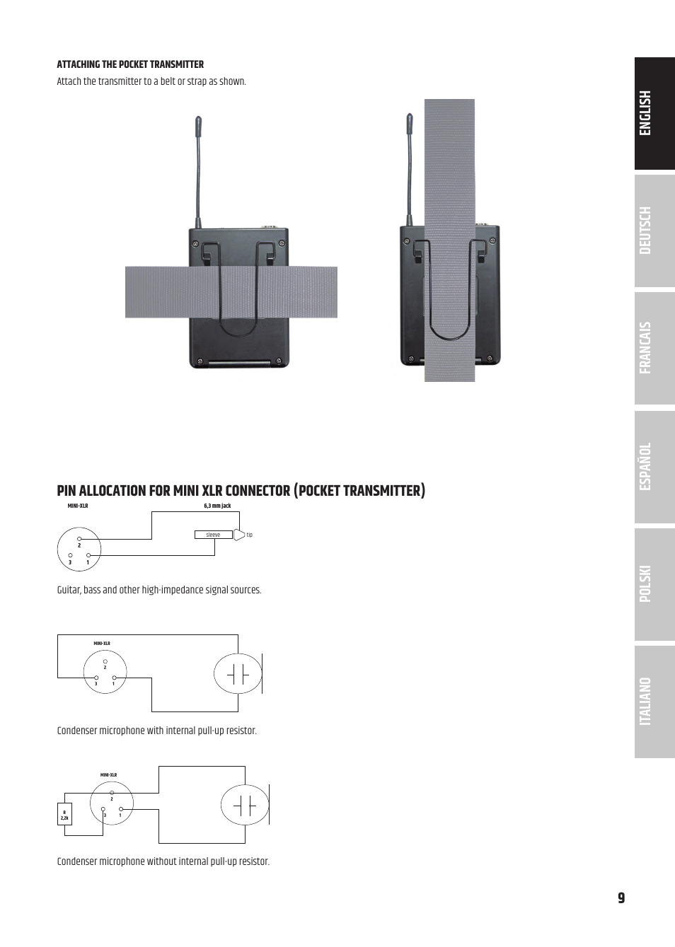 9deutsch francais español english italiano polski | LD Systems U3047 HHD2 Dual Wireless Microphone System with Two Dynamic Handheld Microphone (470 to 490 MHz) User Manual | Page 9 / 84