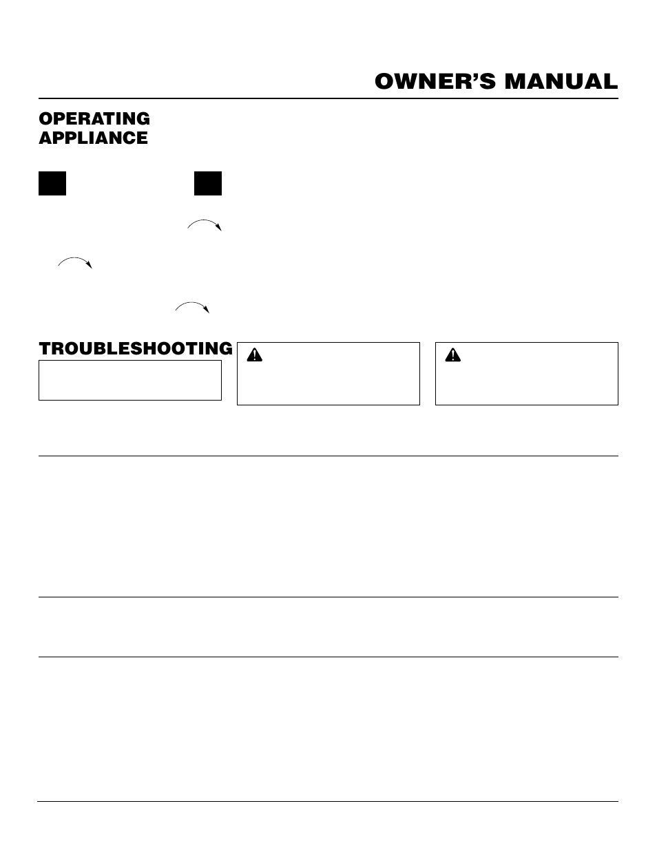 Owner’s manual, Troubleshooting, Operating appliance | Desa PCVDR24 RGA User Manual | Page 13 / 20