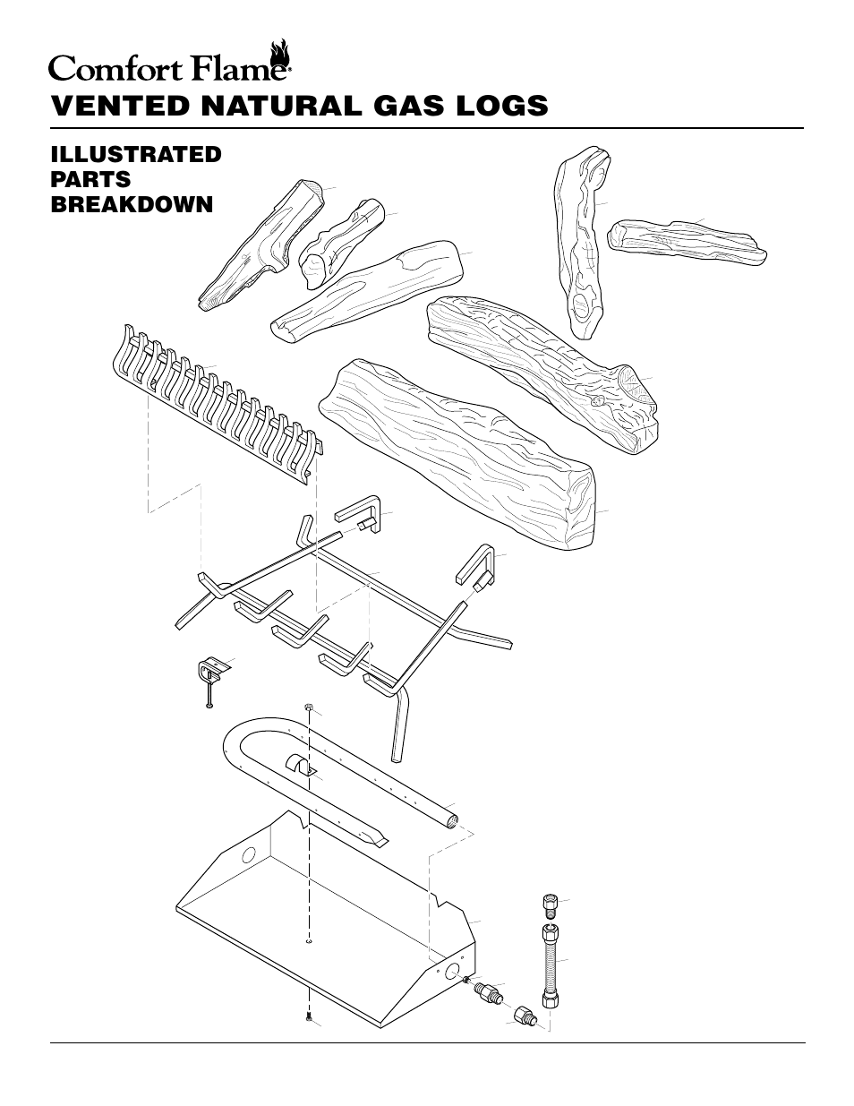 Vented natural gas logs, Illustrated parts breakdown, Model pcvdr24 | Desa PCVDR24 RGA User Manual | Page 16 / 20