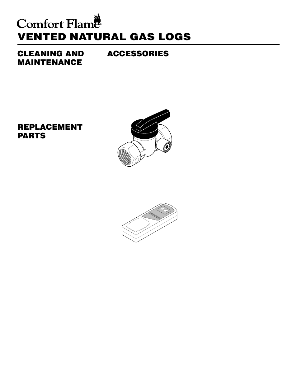 Vented natural gas logs, Accessories, Cleaning and maintenance | Replacement parts | Desa PCVDR24 RGA User Manual | Page 18 / 20