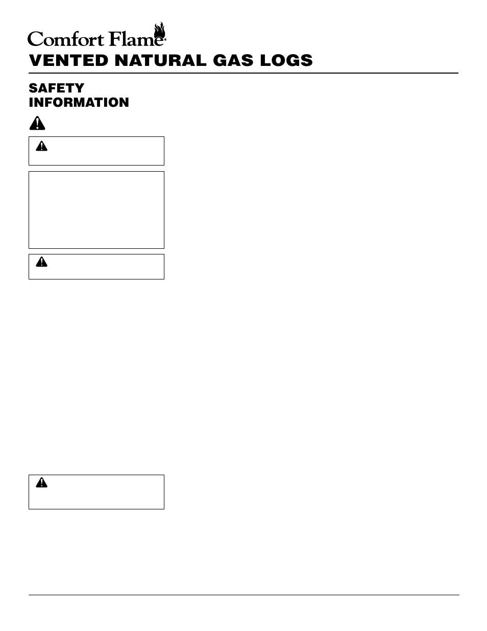 Vented natural gas logs, Safety information | Desa PCVDR24 RGA User Manual | Page 2 / 20