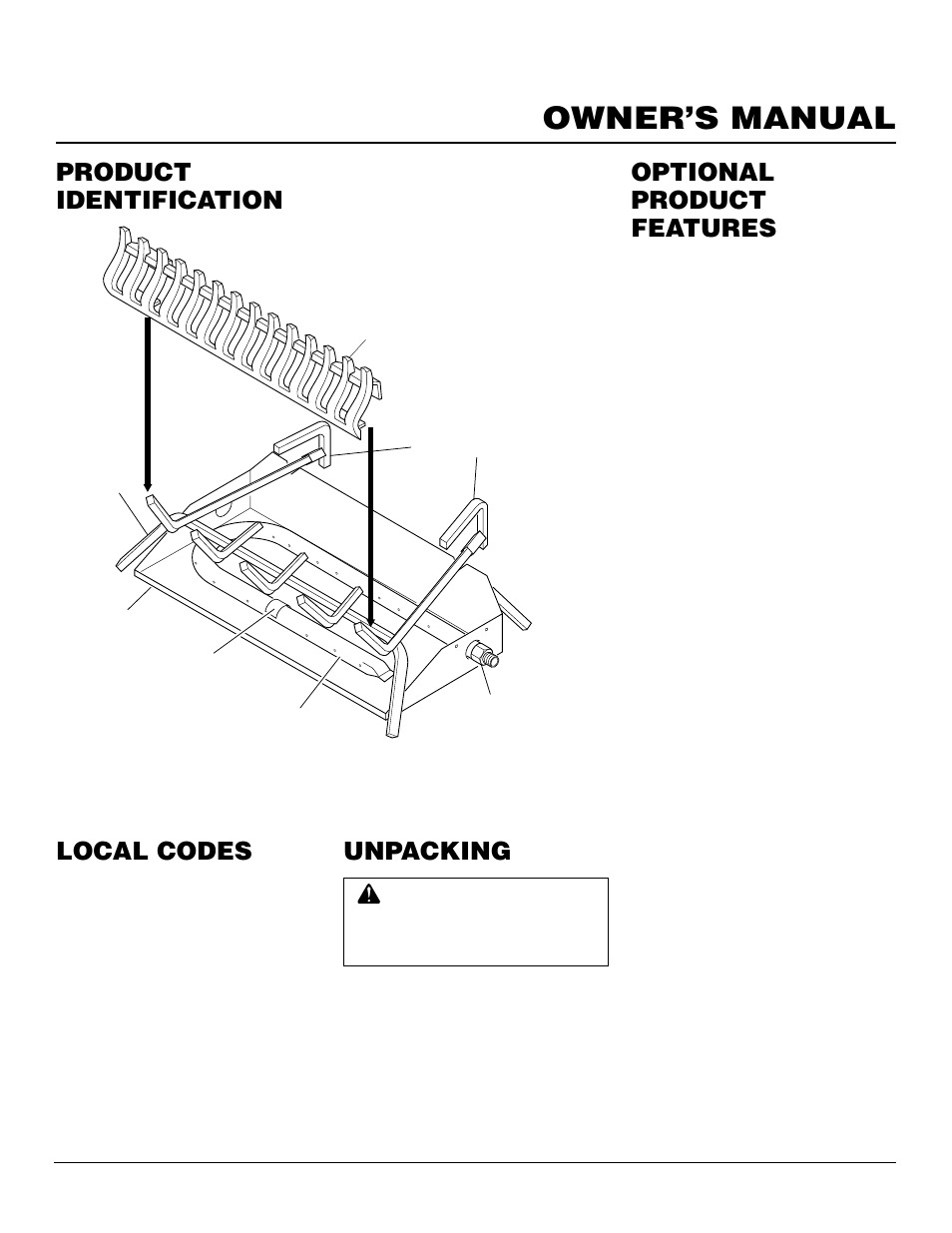 Owner’s manual, Product identification, Optional product features | Unpacking, Local codes | Desa PCVDR24 RGA User Manual | Page 3 / 20