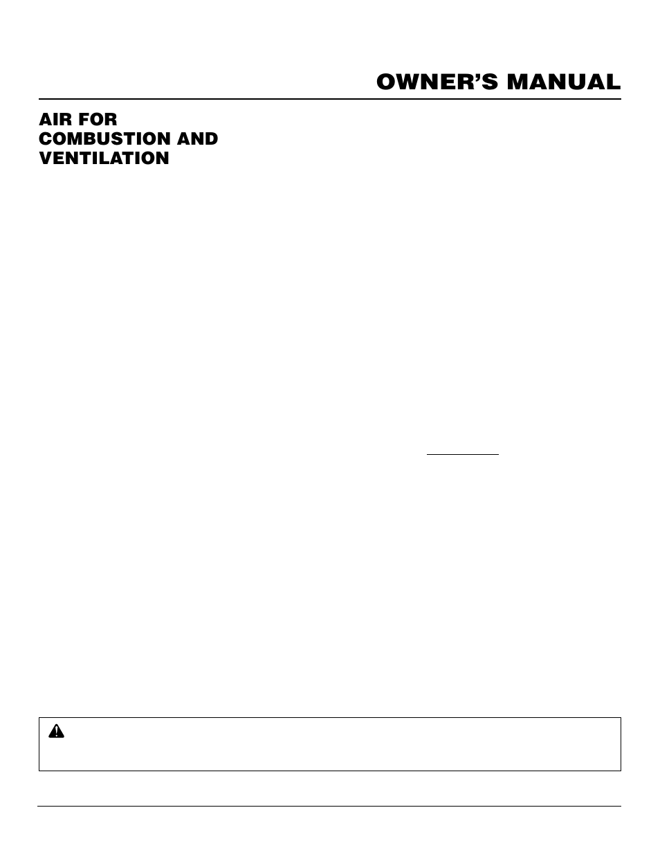 Owner’s manual, Air for combustion and ventilation, Continued | Desa PCVDR24 RGA User Manual | Page 5 / 20