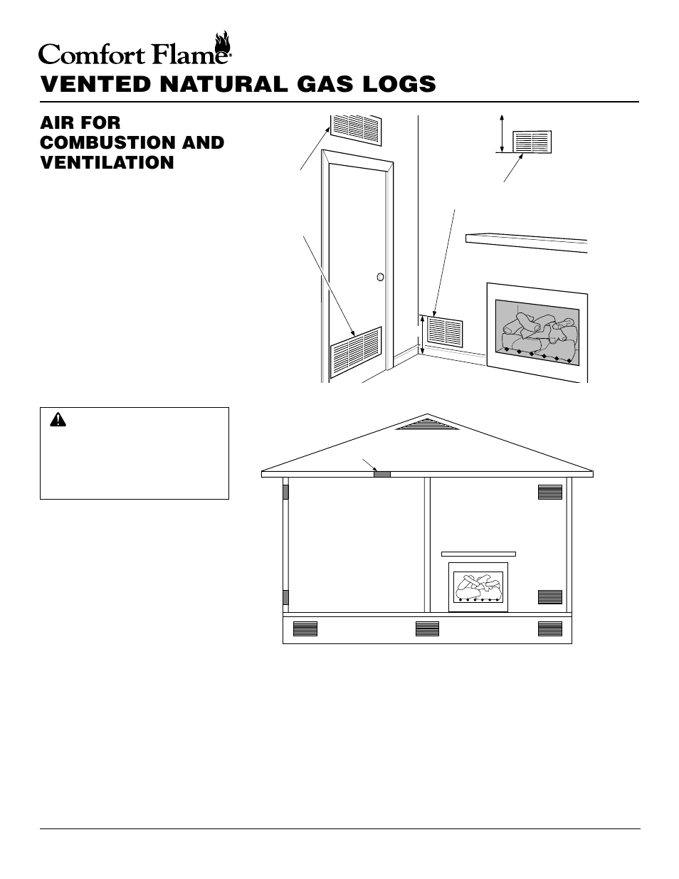 Vented natural gas logs, Air for combustion and ventilation | Desa PCVDR24 RGA User Manual | Page 6 / 20
