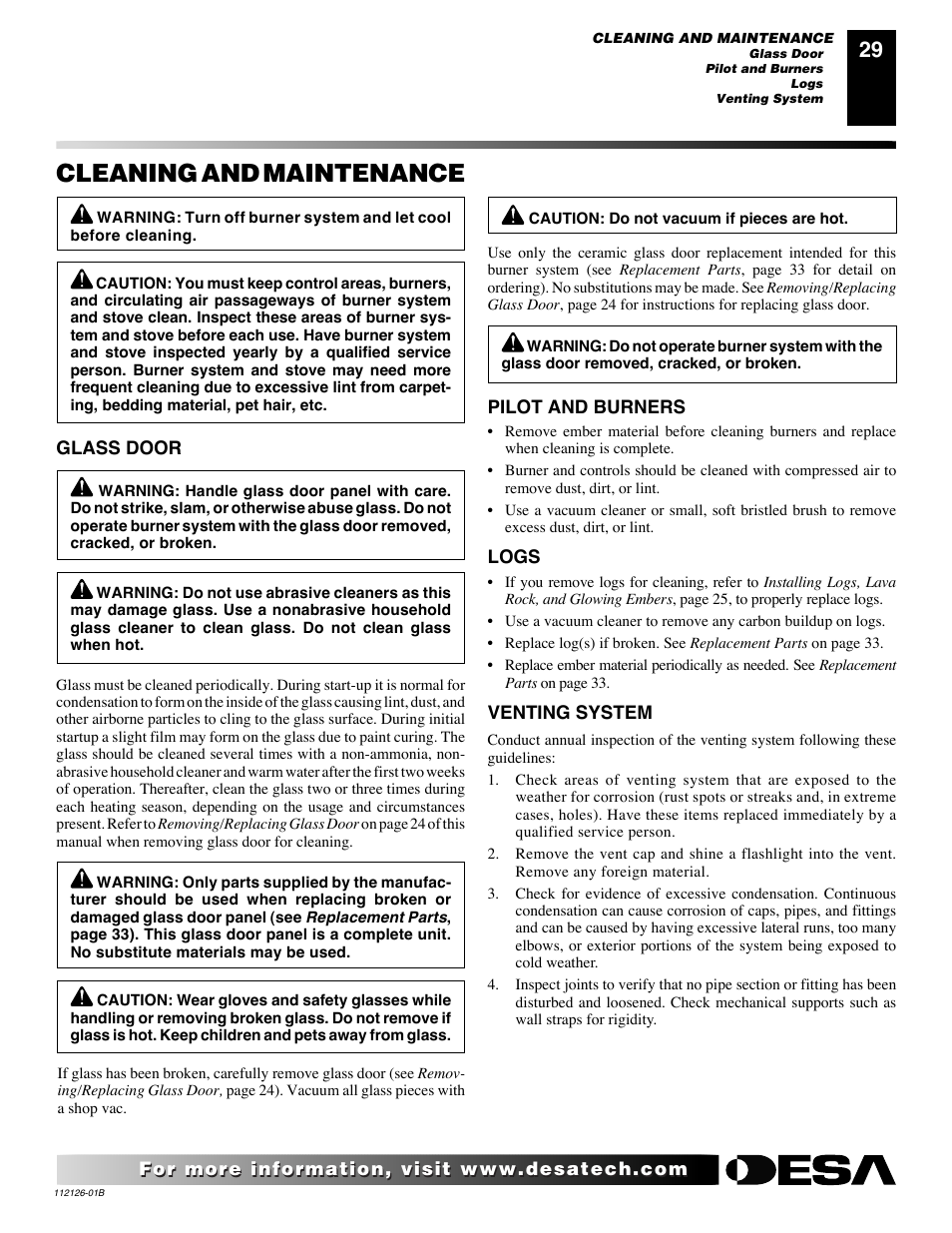 Cleaning and maintenance | Desa AMITY SDVBND User Manual | Page 29 / 42