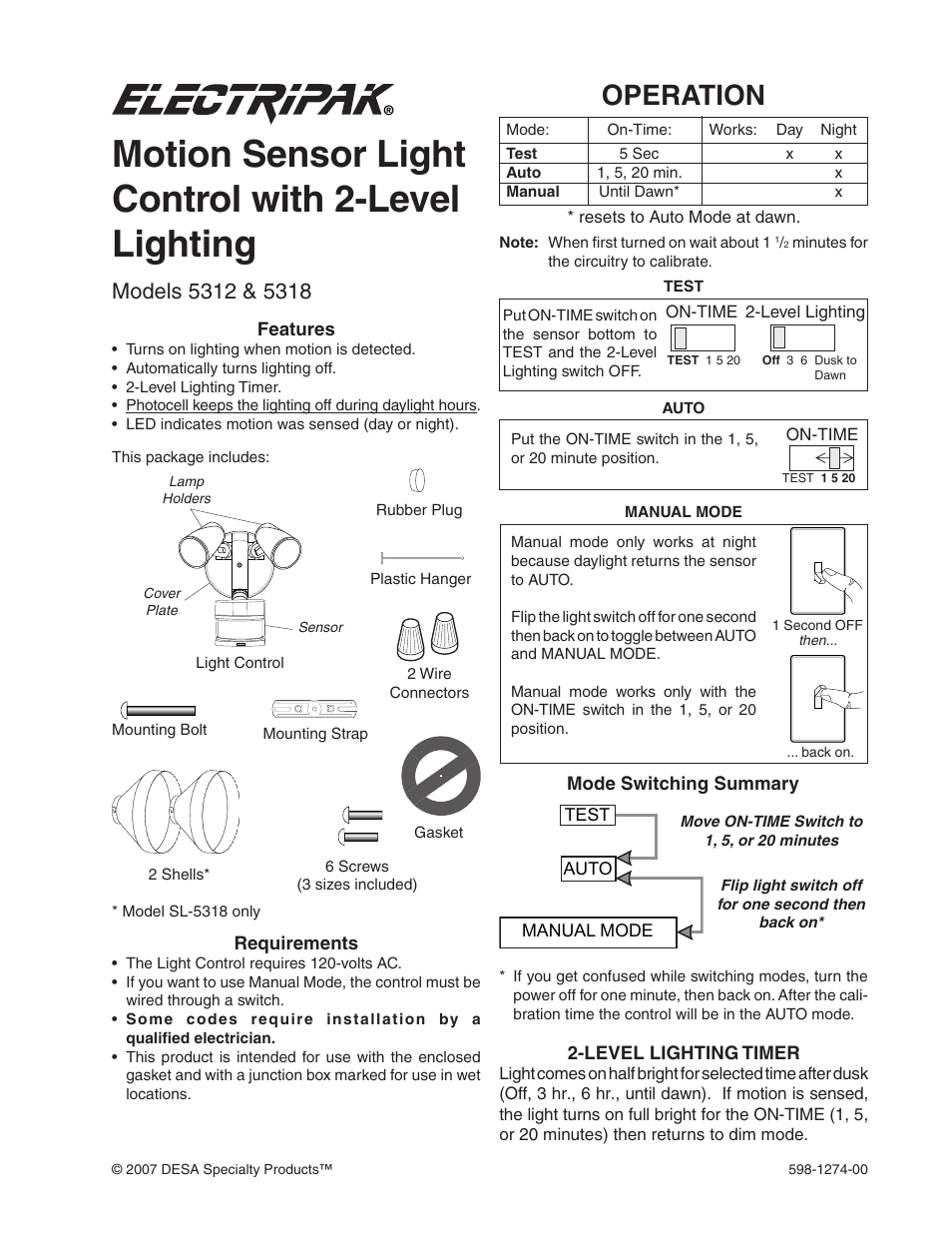 Desa Models 5312 User Manual | 8 pages
