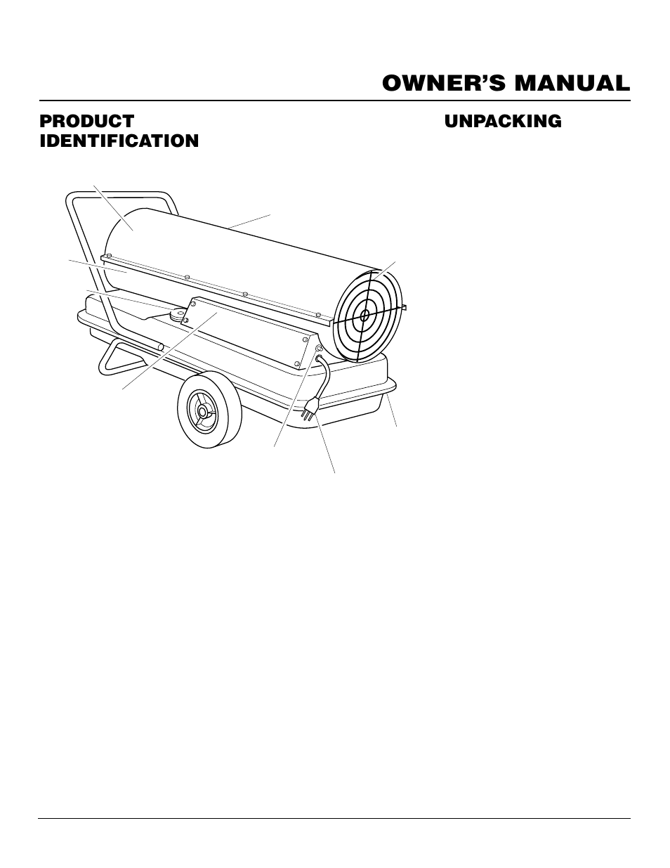 Owner’s manual, Product identification unpacking | Desa B200 User Manual | Page 3 / 16