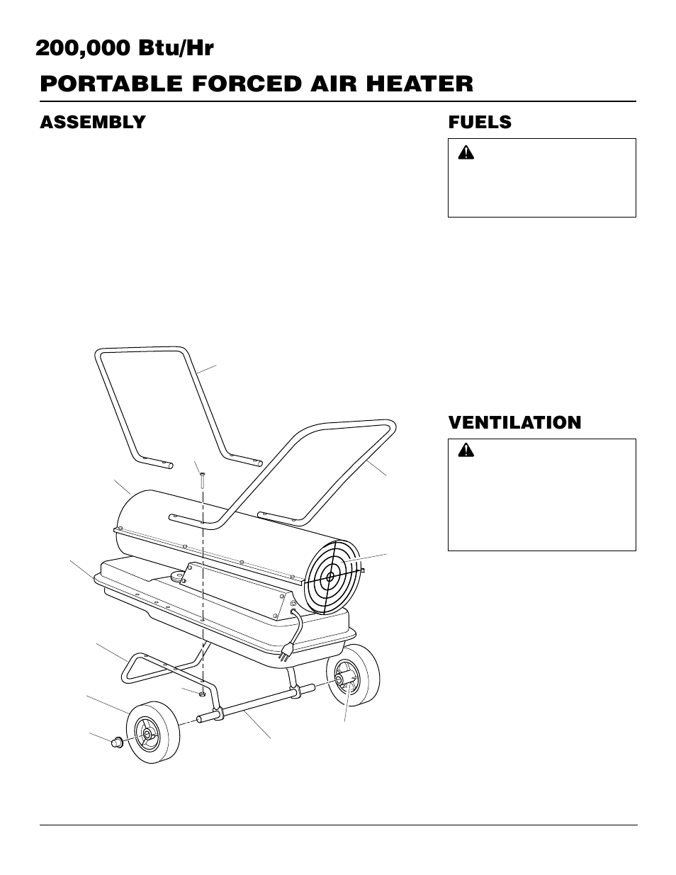 Fuels, Assembly, Ventilation | Desa B200 User Manual | Page 4 / 16