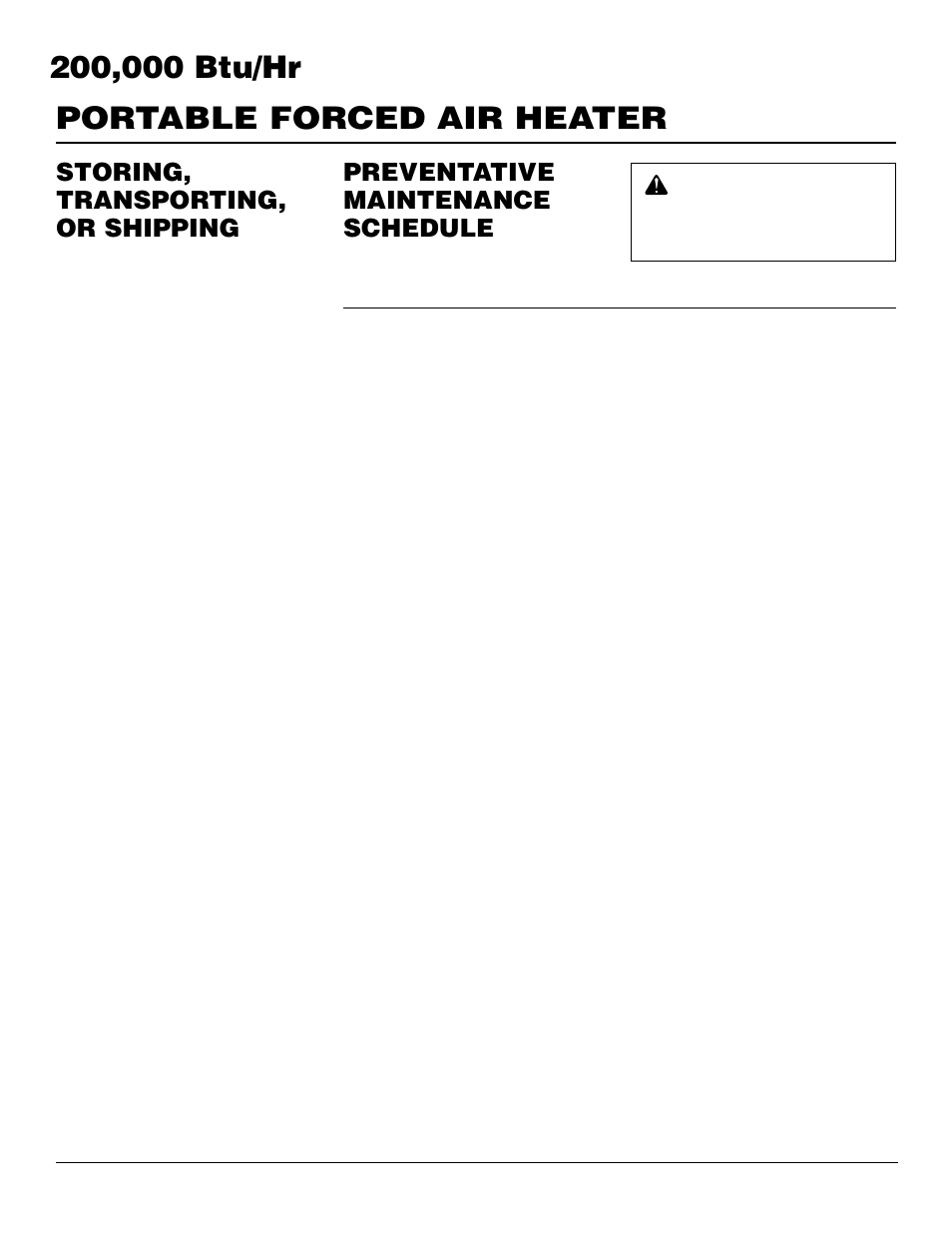 Storing, transporting, or shipping, Preventative maintenance schedule | Desa B200 User Manual | Page 6 / 16