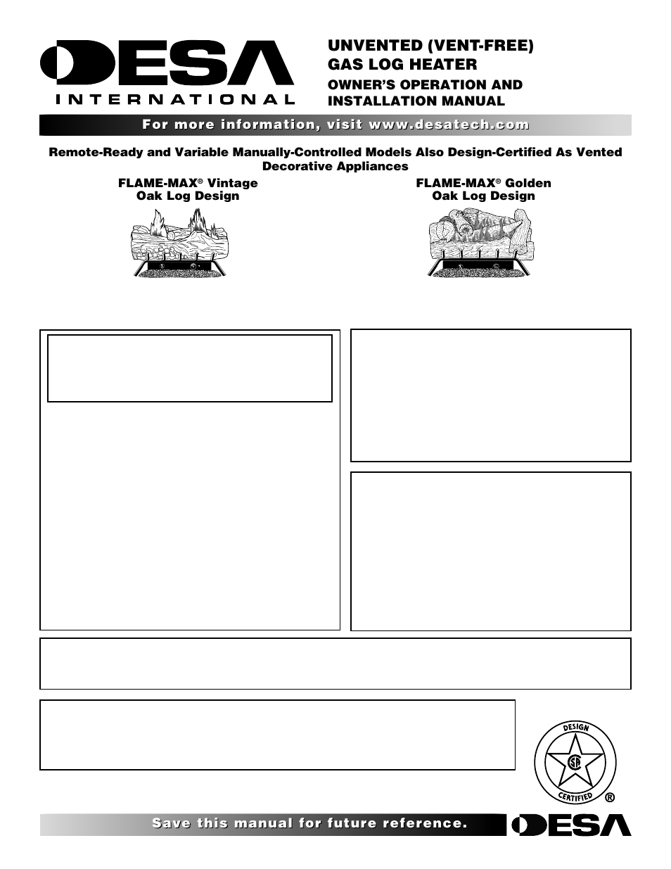 Desa FLAME-MAX Golden User Manual | 48 pages