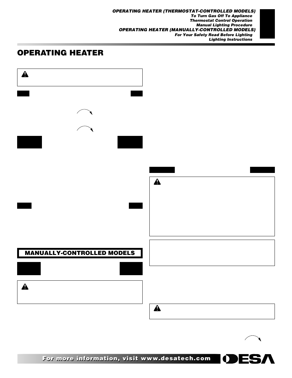 Operating heater, Continued | Desa FLAME-MAX Golden User Manual | Page 19 / 48